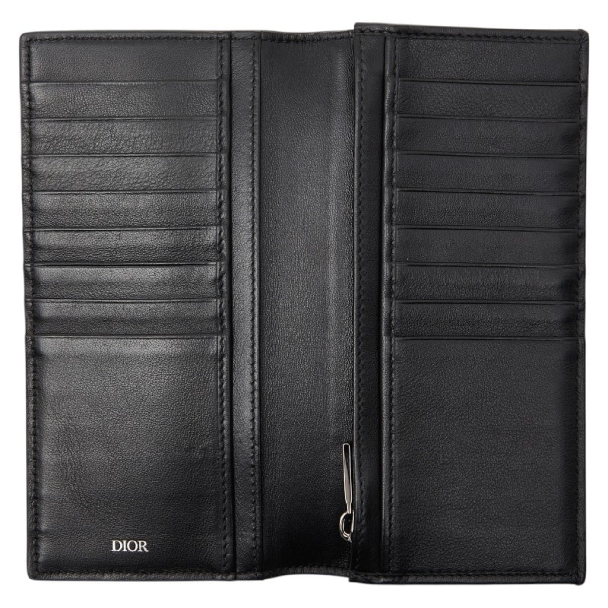 Christian Dior Black Navy Pvc Long Wallet (Bi-Fold) (Pre-Owned)