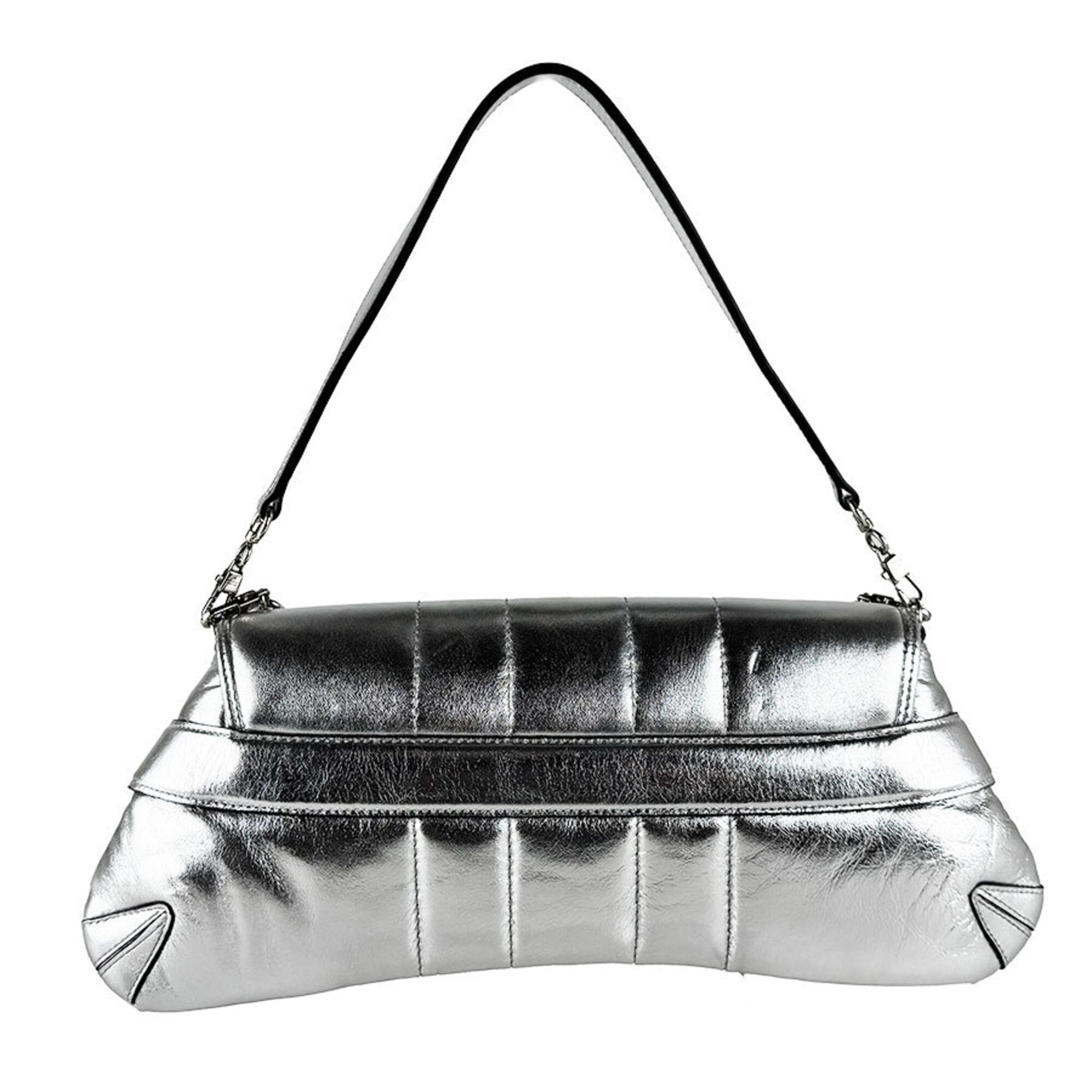 Gucci Silver Leather Shoulder Bag (Pre-Owned)