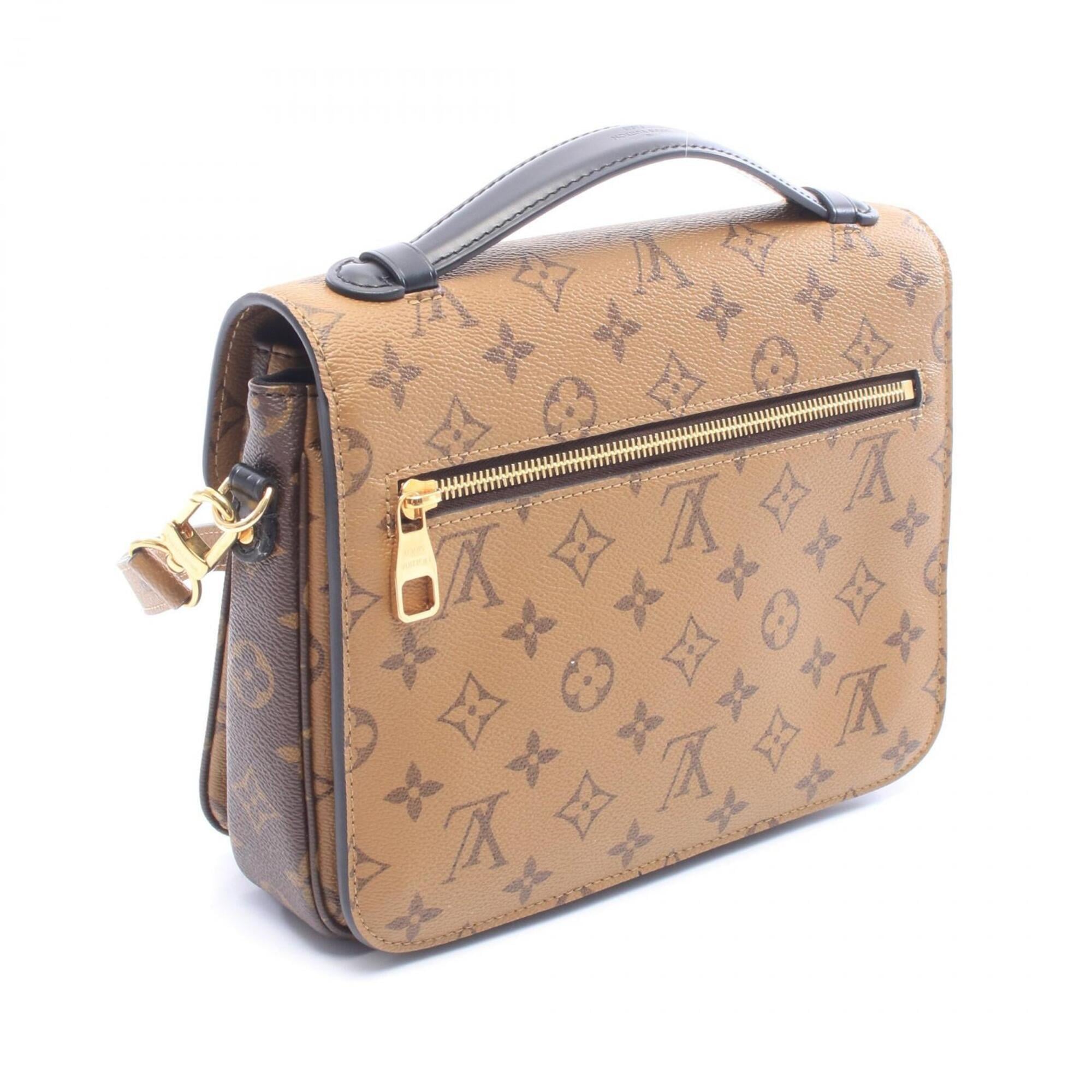 Louis Vuitton Black Brown Coated Canvas Leather Handbag Pochette (Pre-Owned)