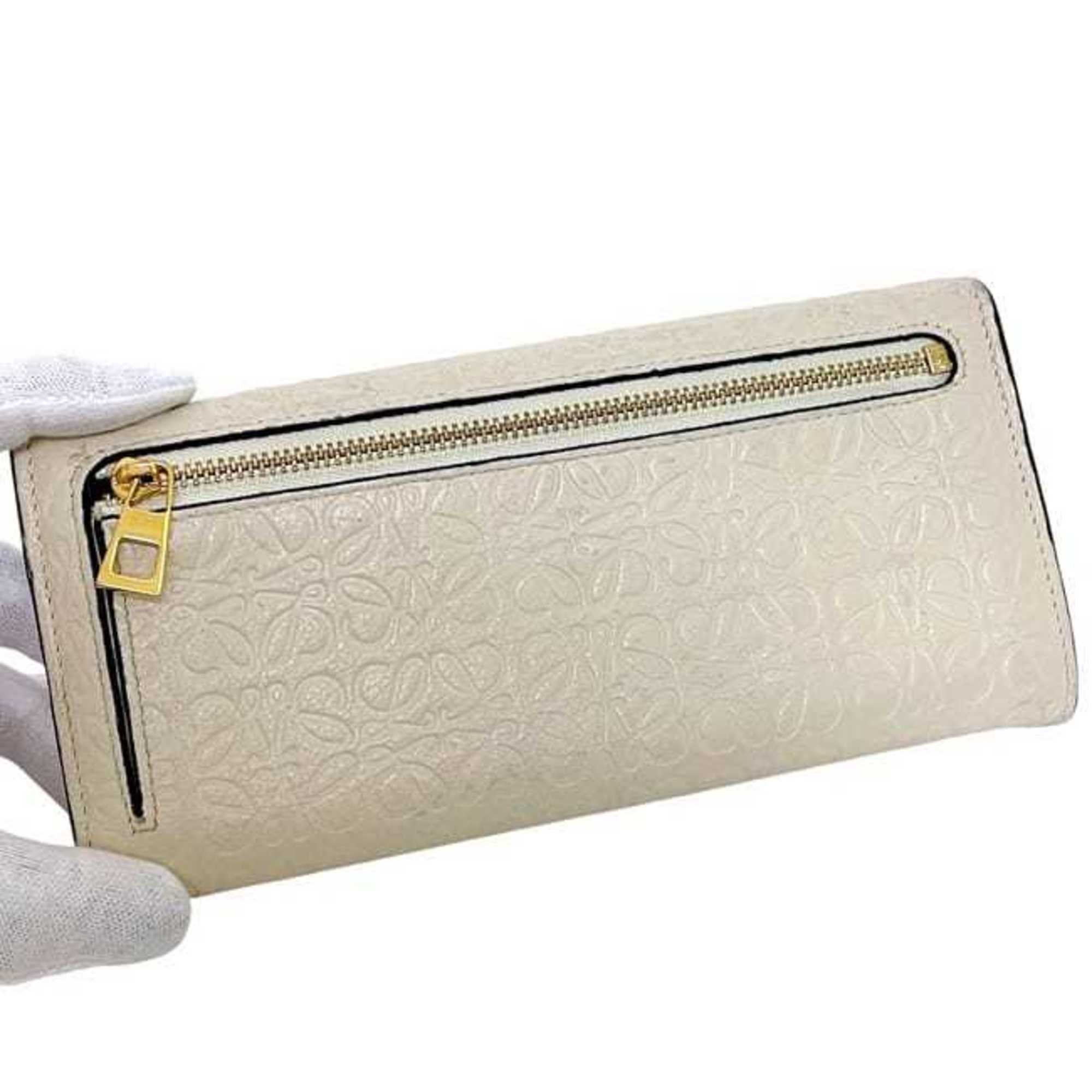 Loewe Beige Leather Long Wallet (Bi-Fold) (Pre-Owned)