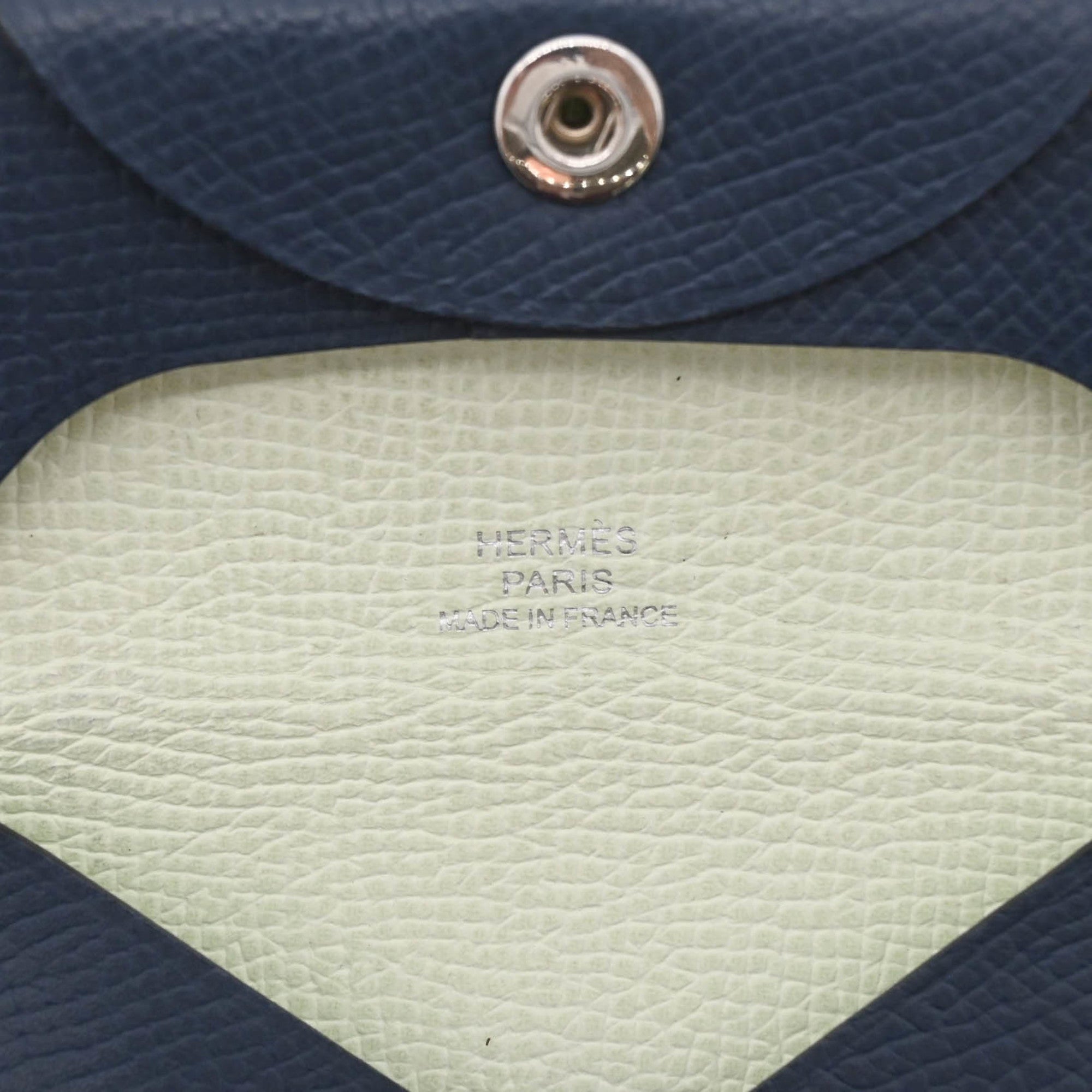Hermes Light Green Navy Epsom Leather Coin Purse/Coin Case (Pre-Owned)