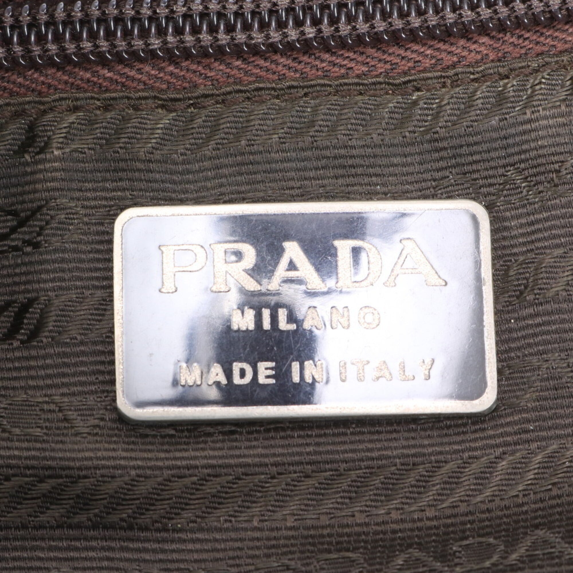 Prada Brown Green Khaki Leather Nylon Backpack (Pre-Owned)