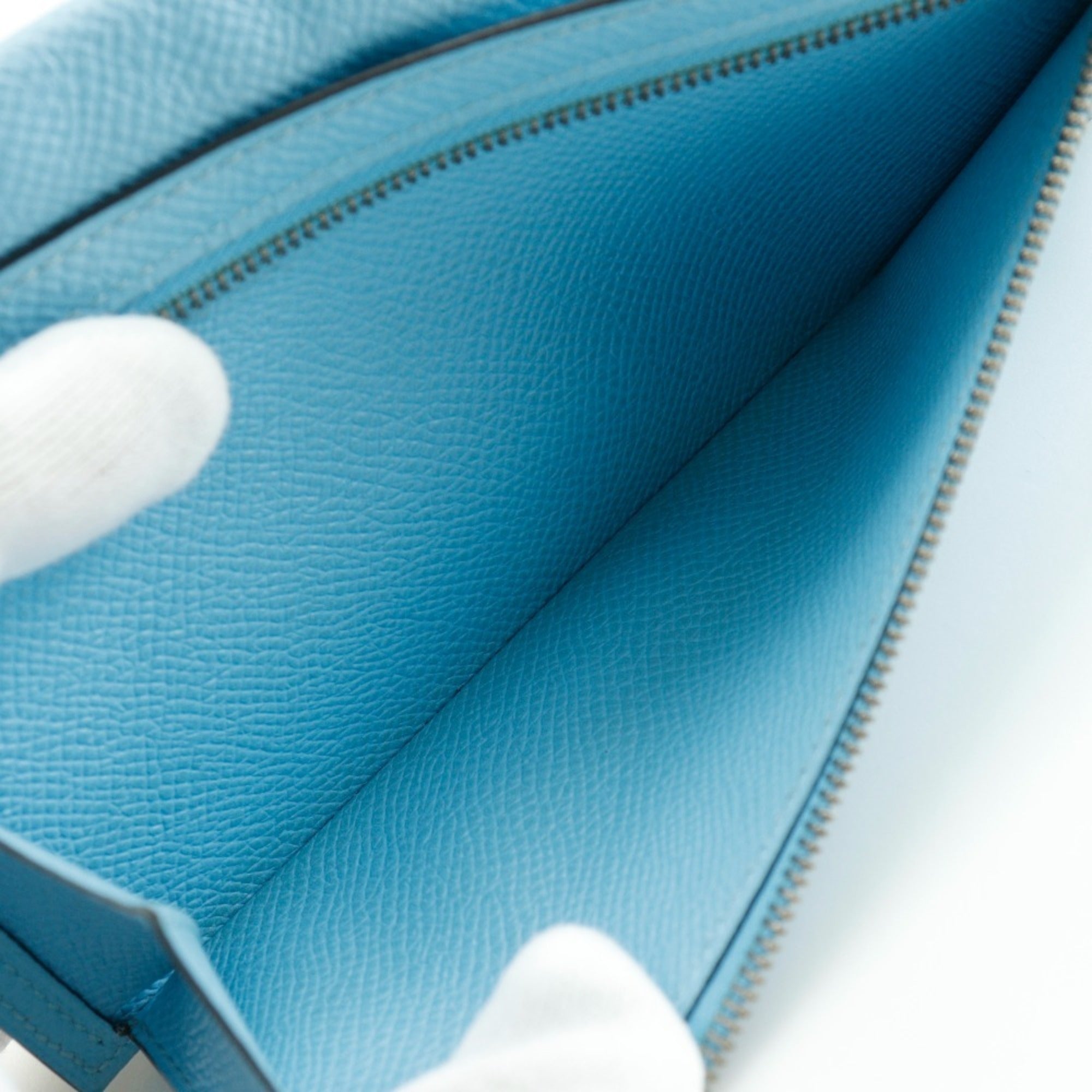 Hermes Bearn Light Blue Epsom Leather Long Wallet (Bi-Fold) (Pre-Owned)