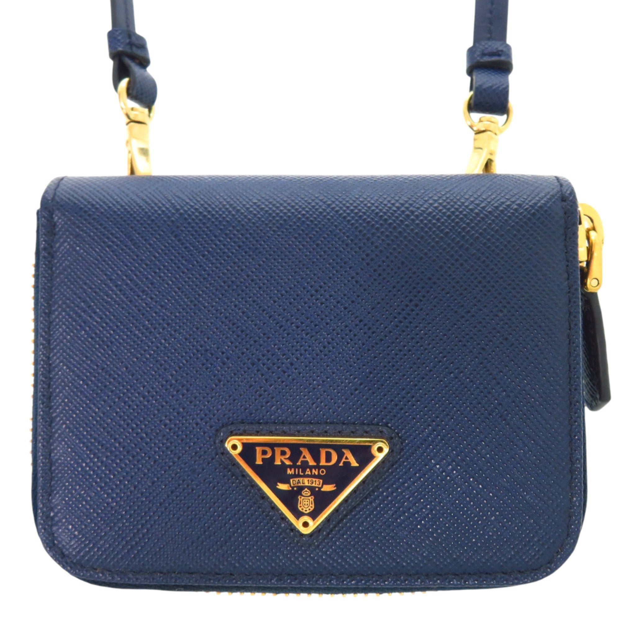 Prada Navy Leather Chain/Shoulder Wallet (Pre-Owned)