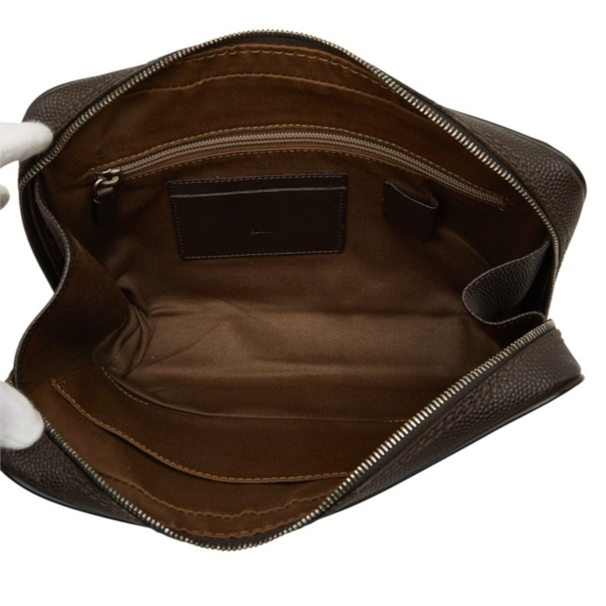 Dunhill Brown Canvas Leather Clutch Bag (Pre-Owned)