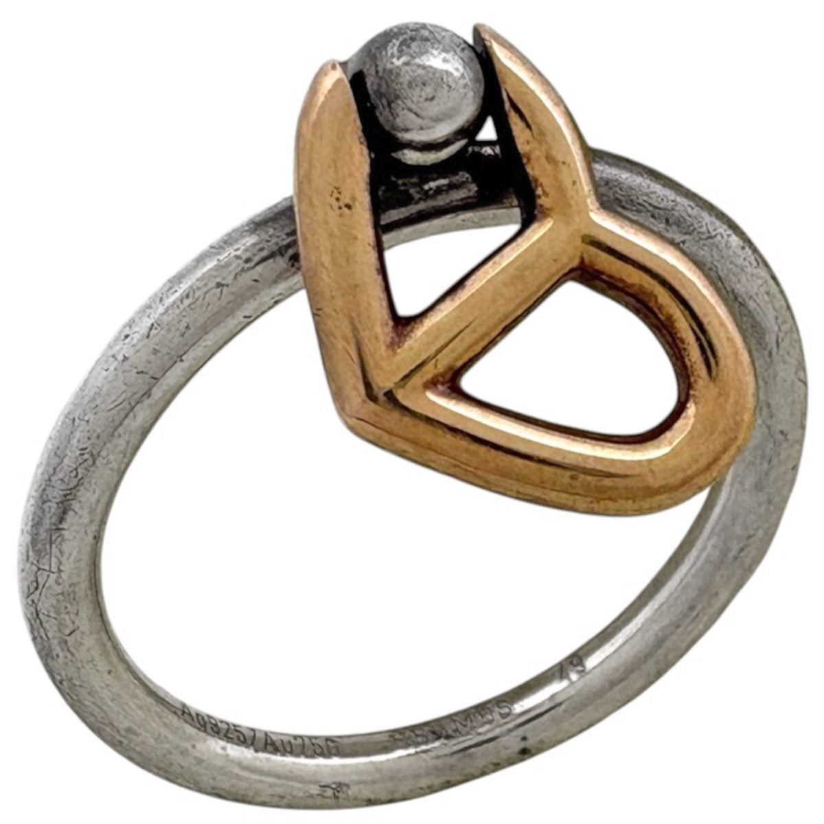 Hermes Gold Silver Silver 925 Band Ring (Pre-Owned)