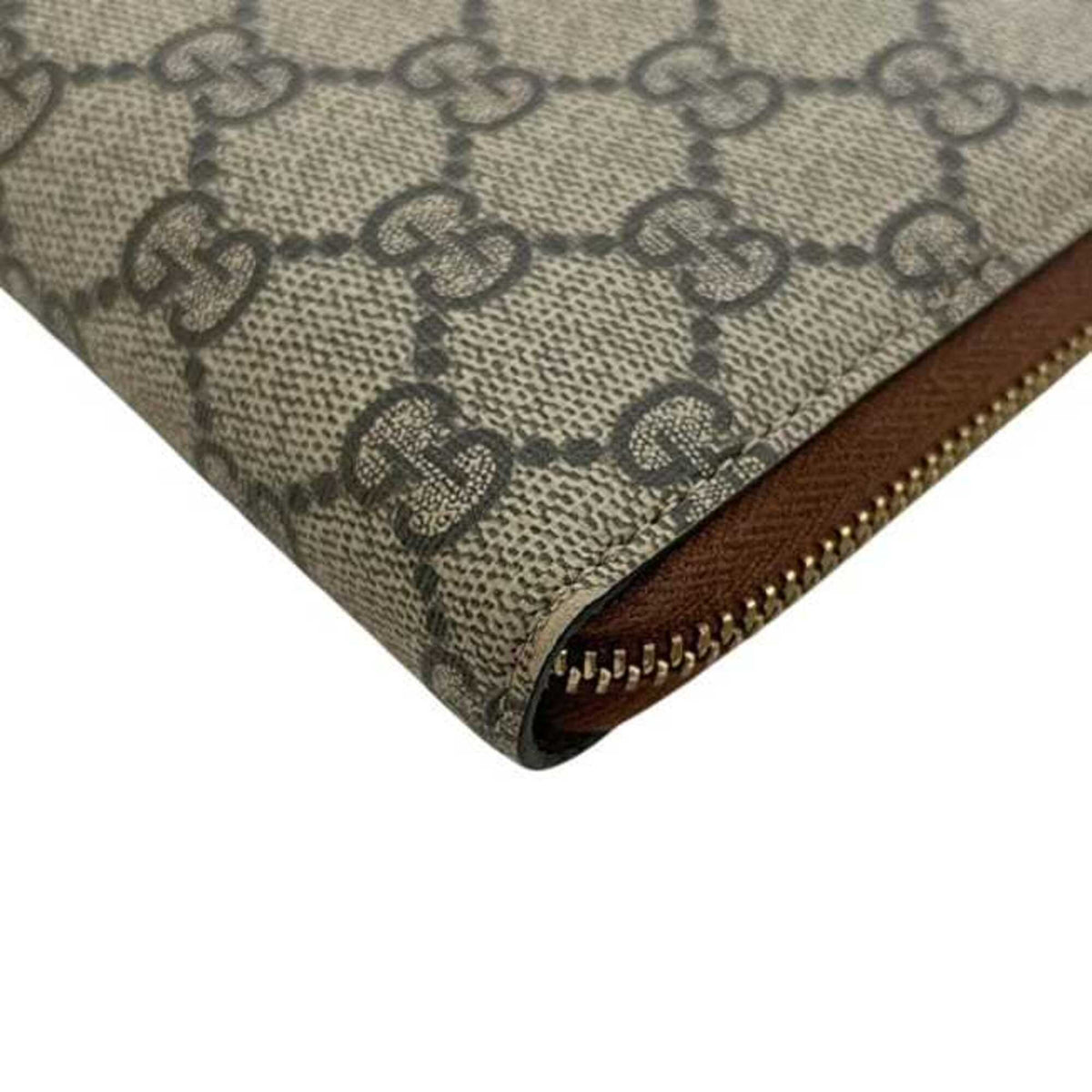 Gucci Beige Brown Pvc Leather Long Wallet (Bi-Fold) (Pre-Owned)