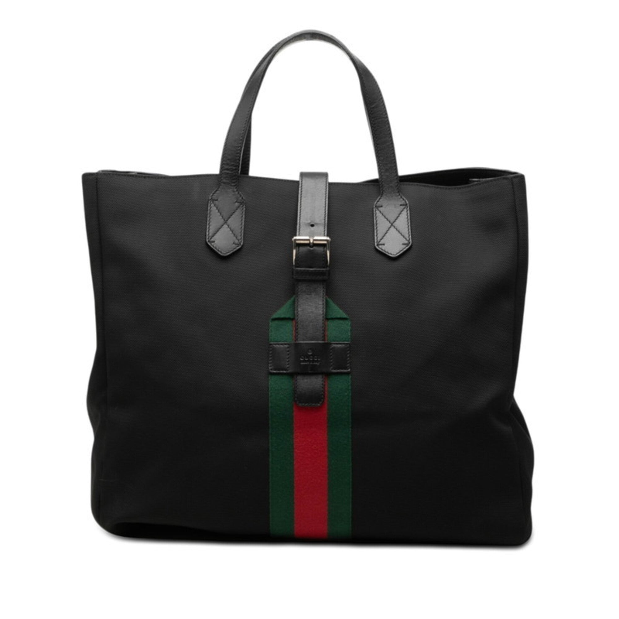 Gucci Black Canvas Leather Tote Bag (Pre-Owned)