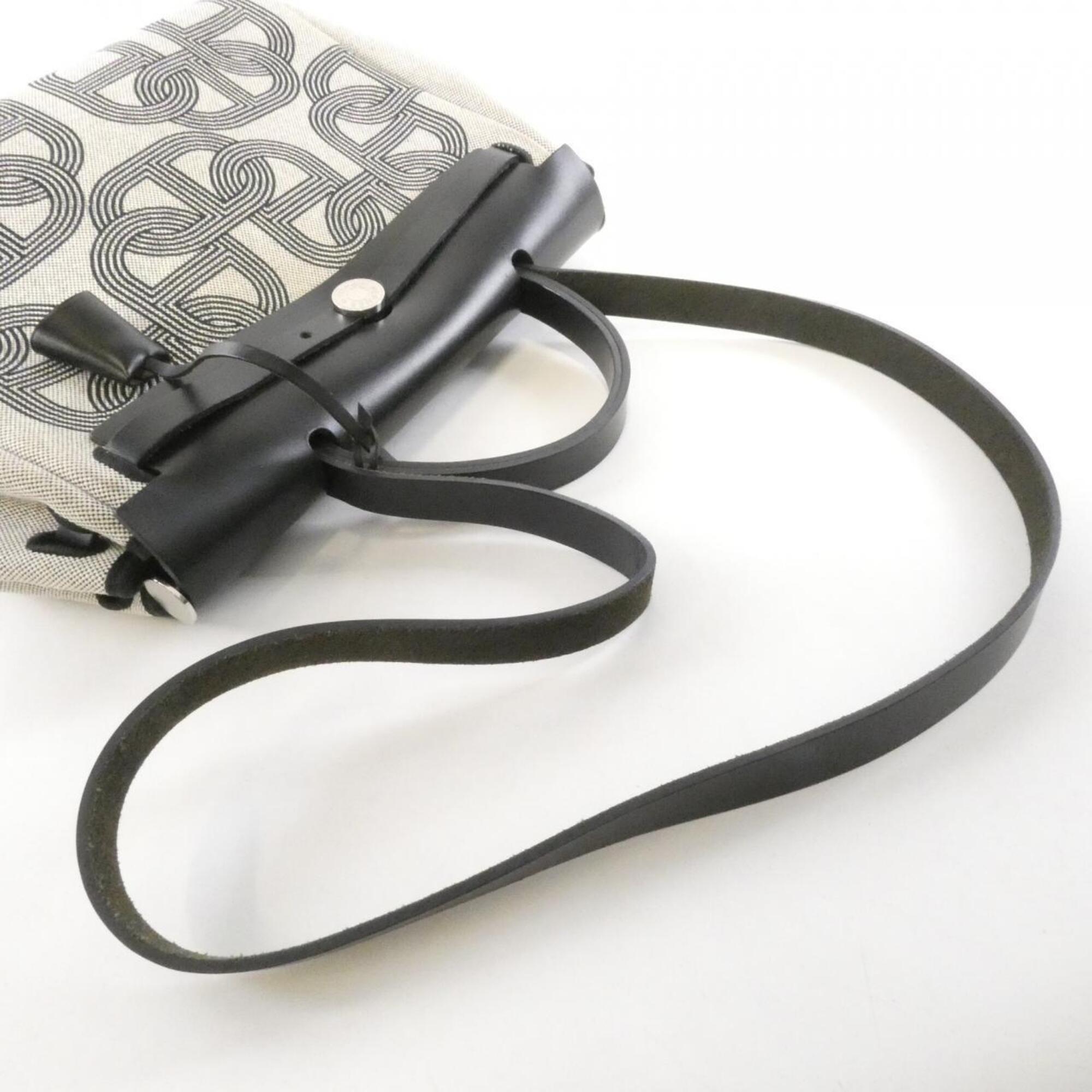 Hermes Her Bag Black Ecru Vache Leather Handbag (Pre-Owned)
