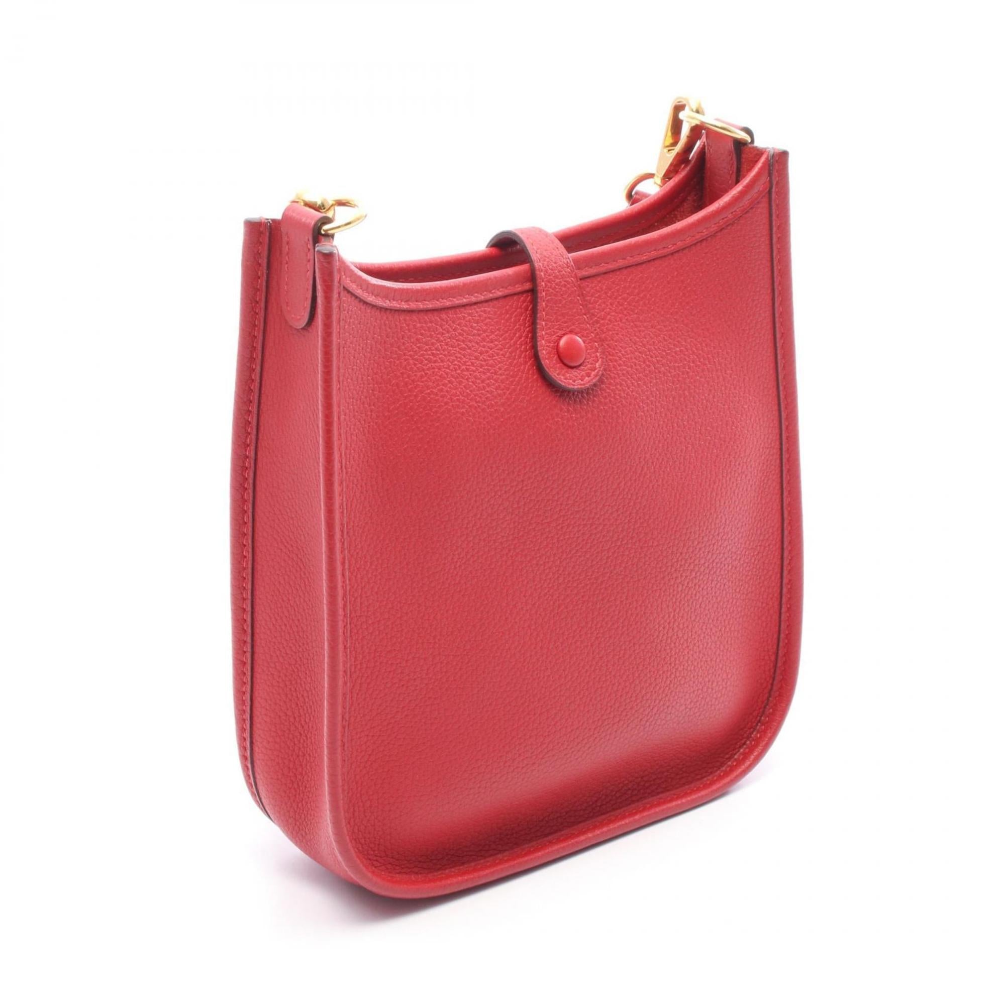 Hermes Red Color Taurillon Clemence Leather Shoulder Bag (Pre-Owned)