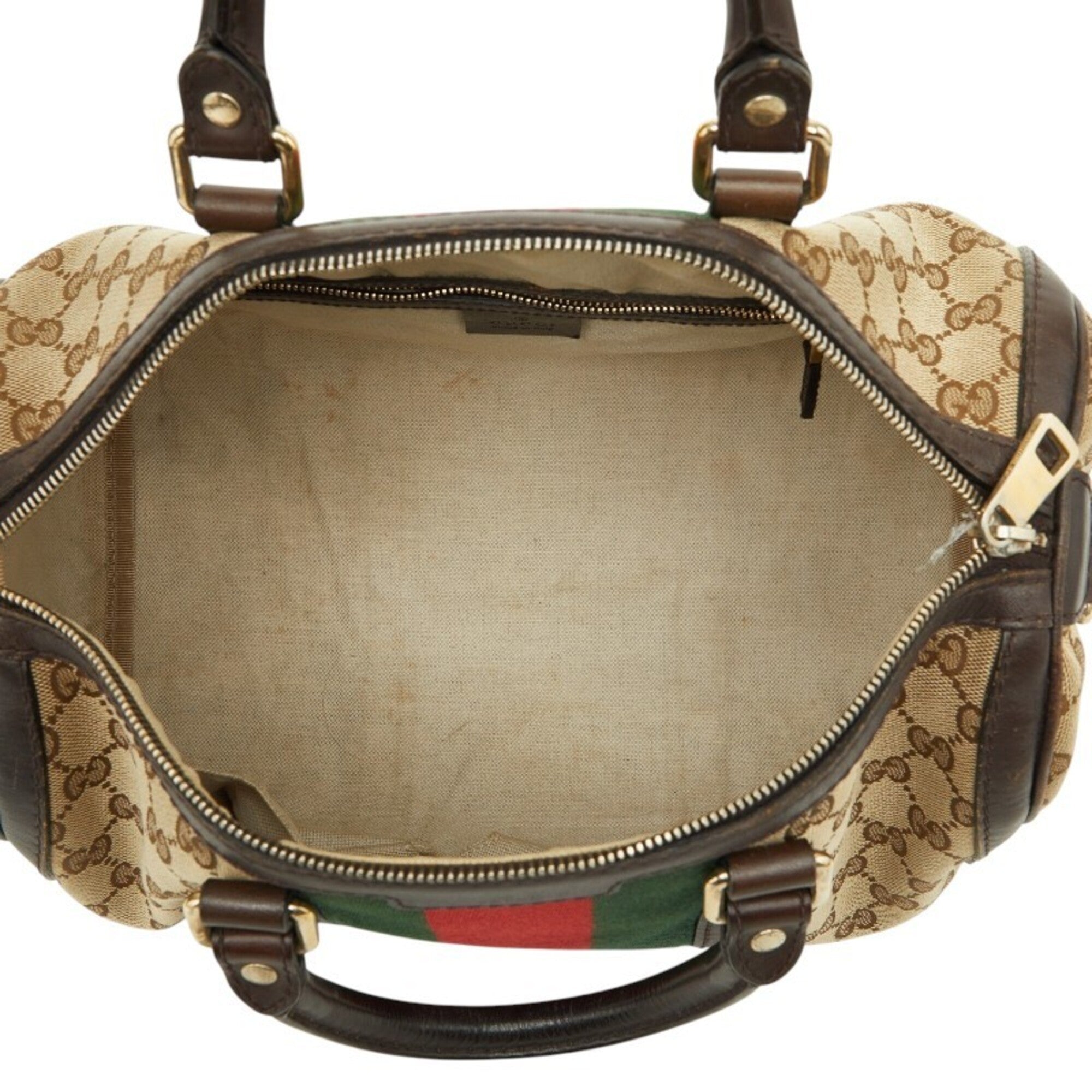 Gucci Beige Brown Canvas Leather Handbag Shoulder Bag (Pre-Owned)