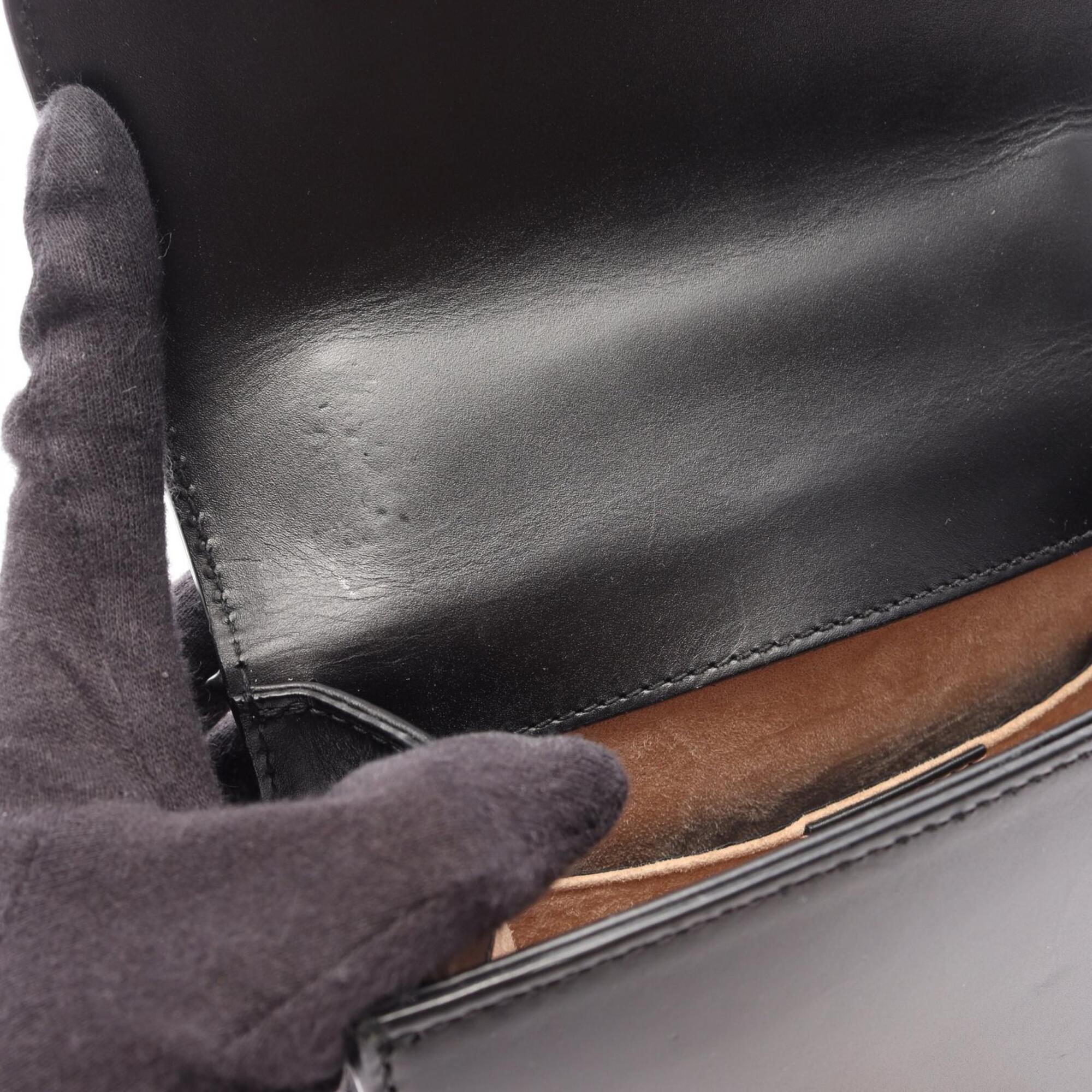 Gucci Black Green Red Color Leather Handbag Shoulder Bag (Pre-Owned)