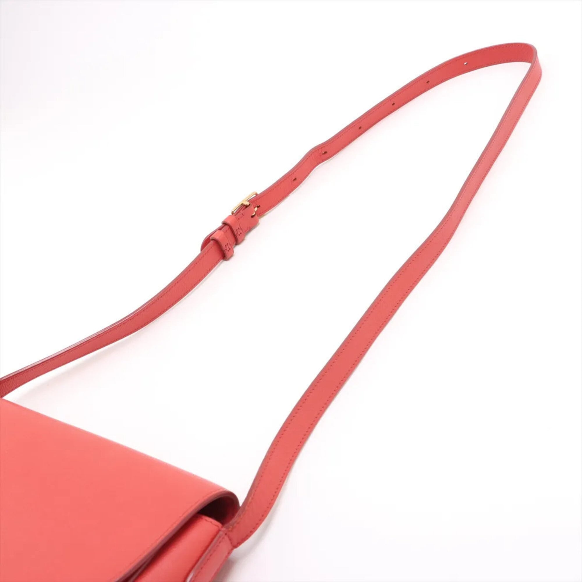 Celine Red Color Leather Crossbody Bag Handbag Shoulder Bag Tote Bag (Pre-Owned)
