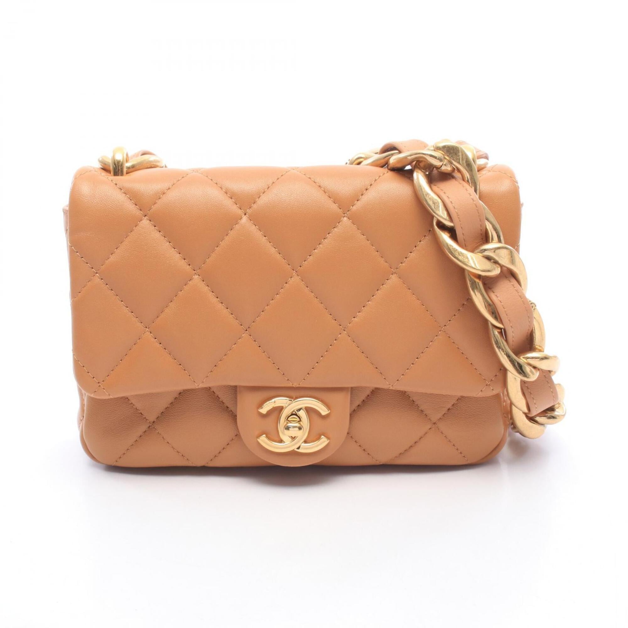 Chanel Brown Leather Handbag Shoulder Bag (Pre-Owned)