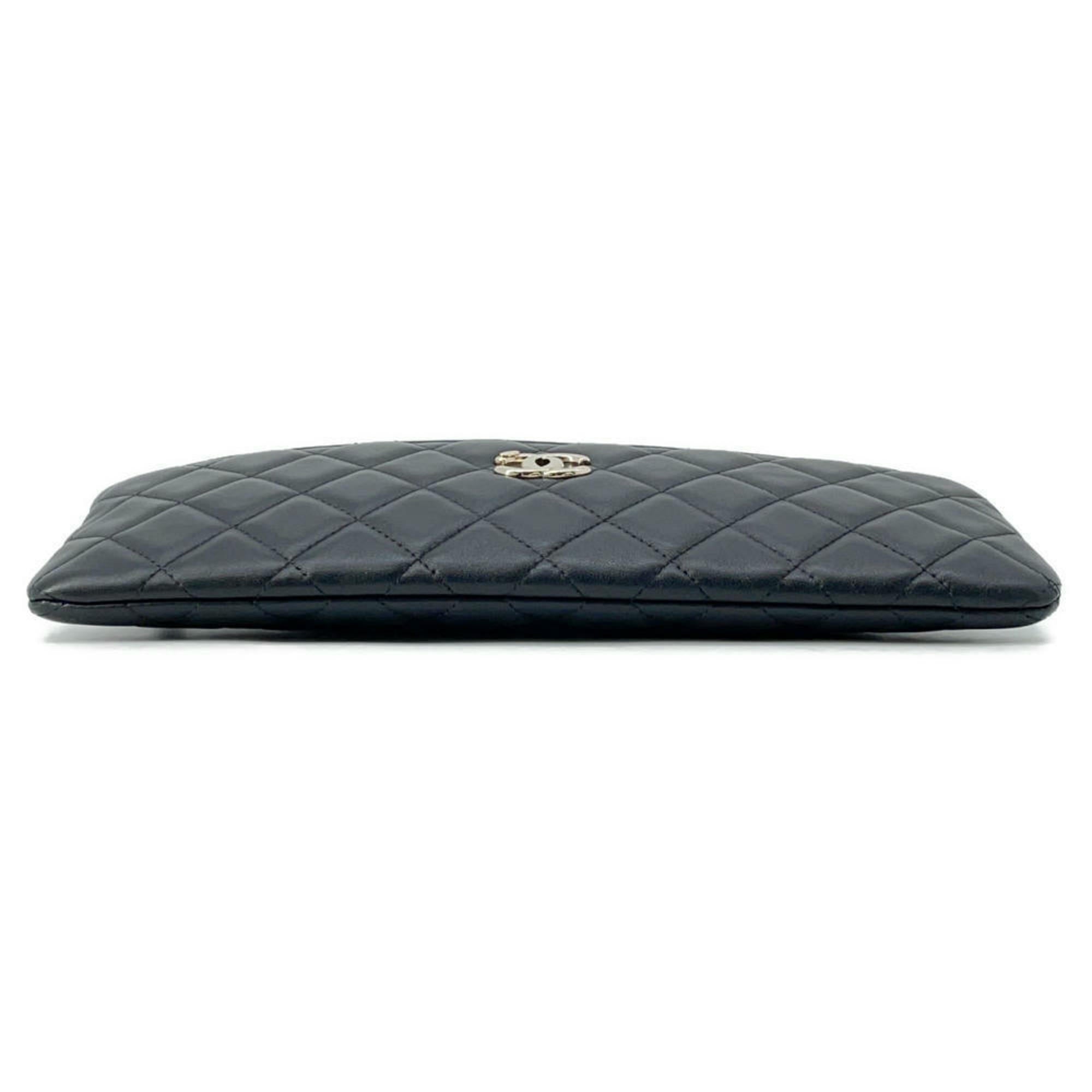 Chanel Black Leather Clutch Bag (Pre-Owned)
