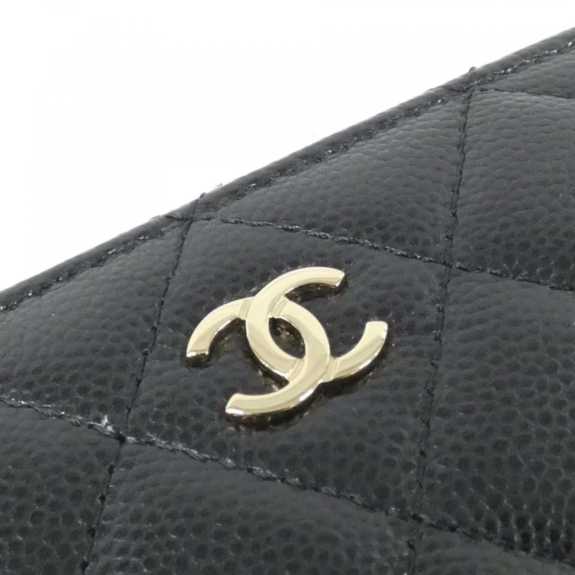 Chanel Black Grained Calfskin Coin Purse/Coin Case (Pre-Owned)