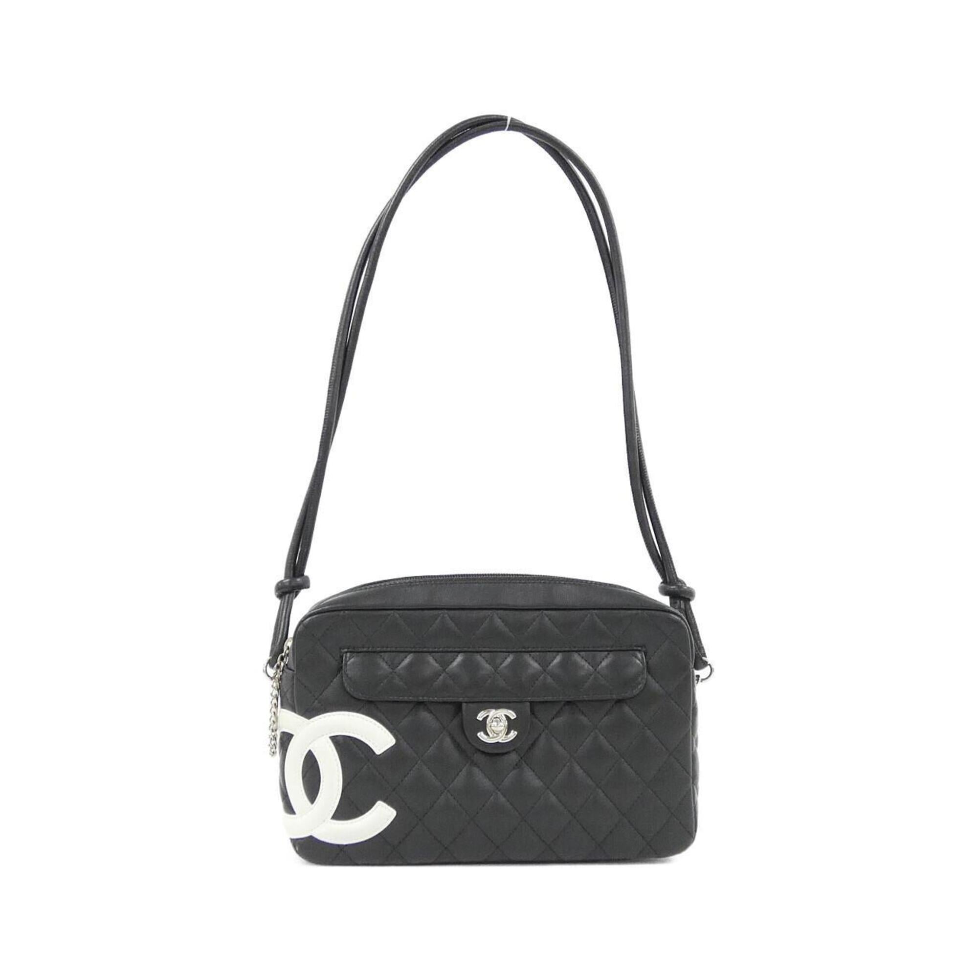 Chanel Black White Leather Shoulder Bag (Pre-Owned)