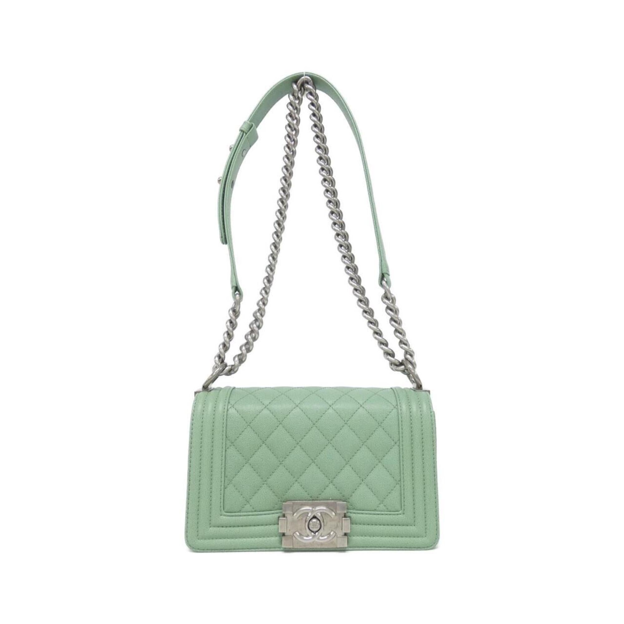 Chanel Green Grained Calfskin Shoulder Bag (Pre-Owned)