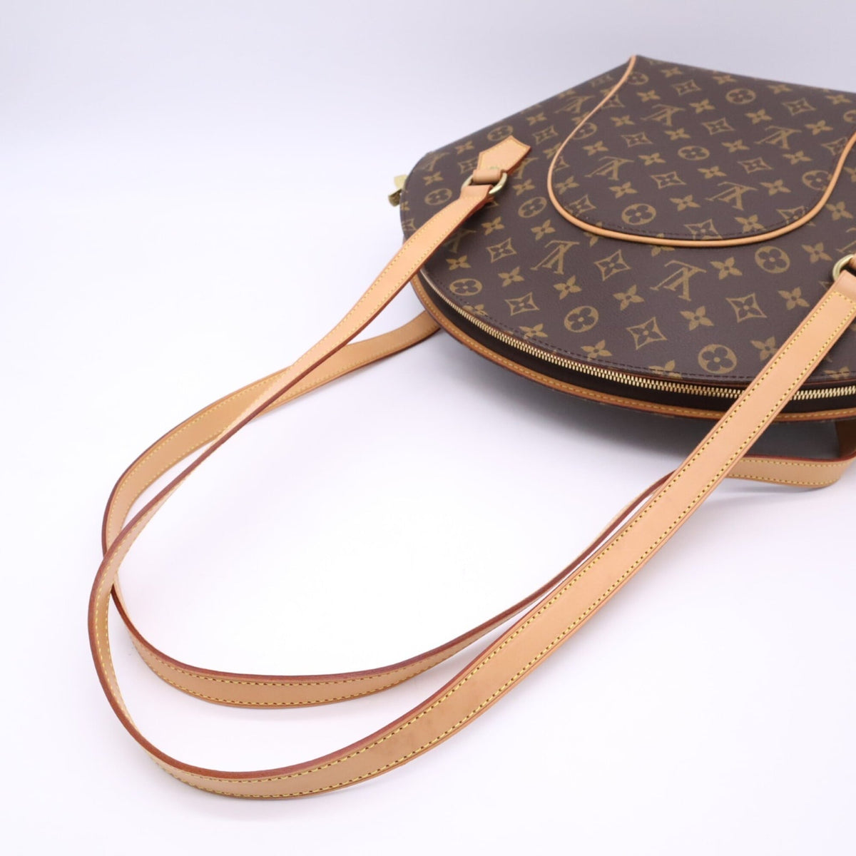 Louis Vuitton Beige Brown Coated Canvas Leather Handbag (Pre-Owned)