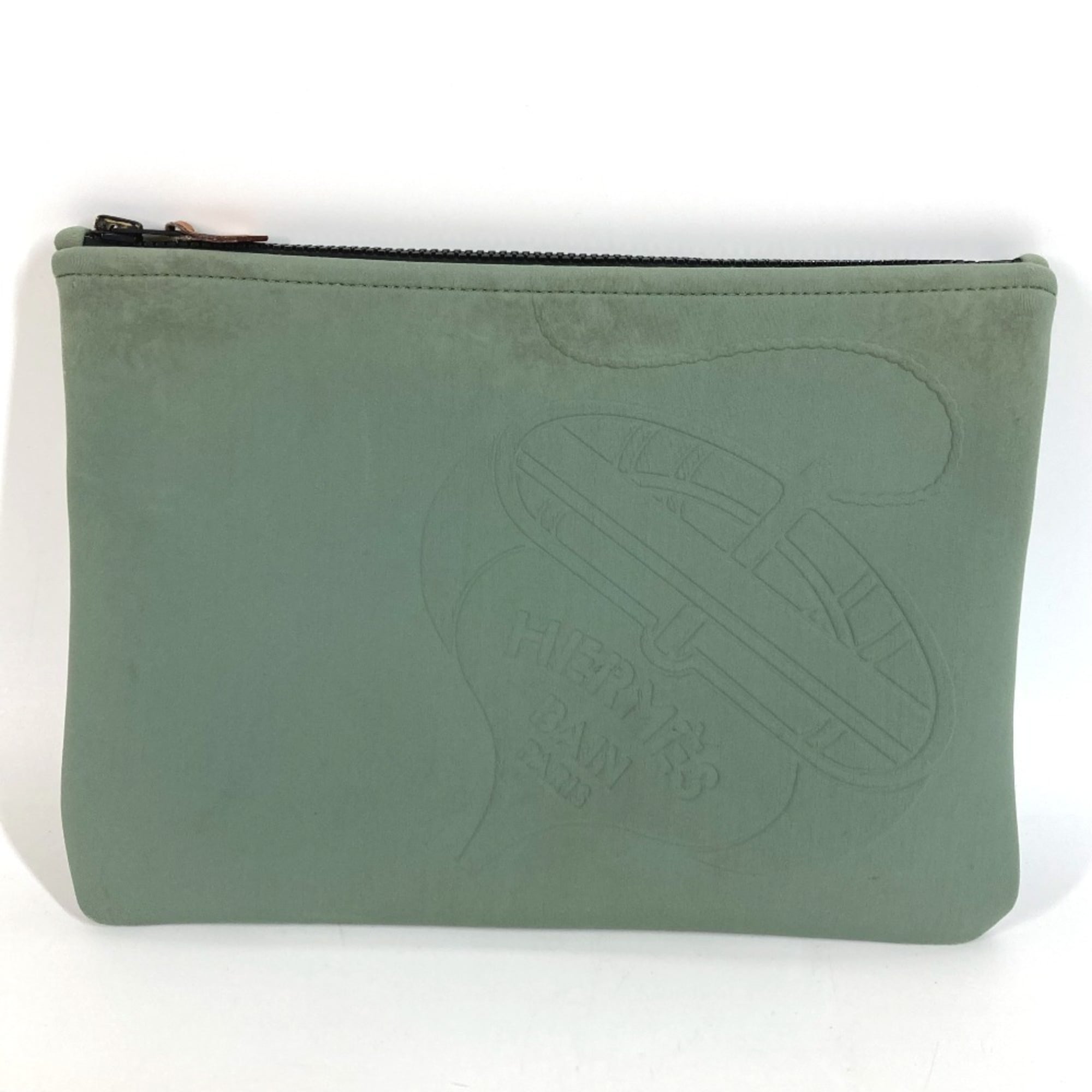 Hermes Khaki Polyamide Clutch Bag Handbag (Pre-Owned)