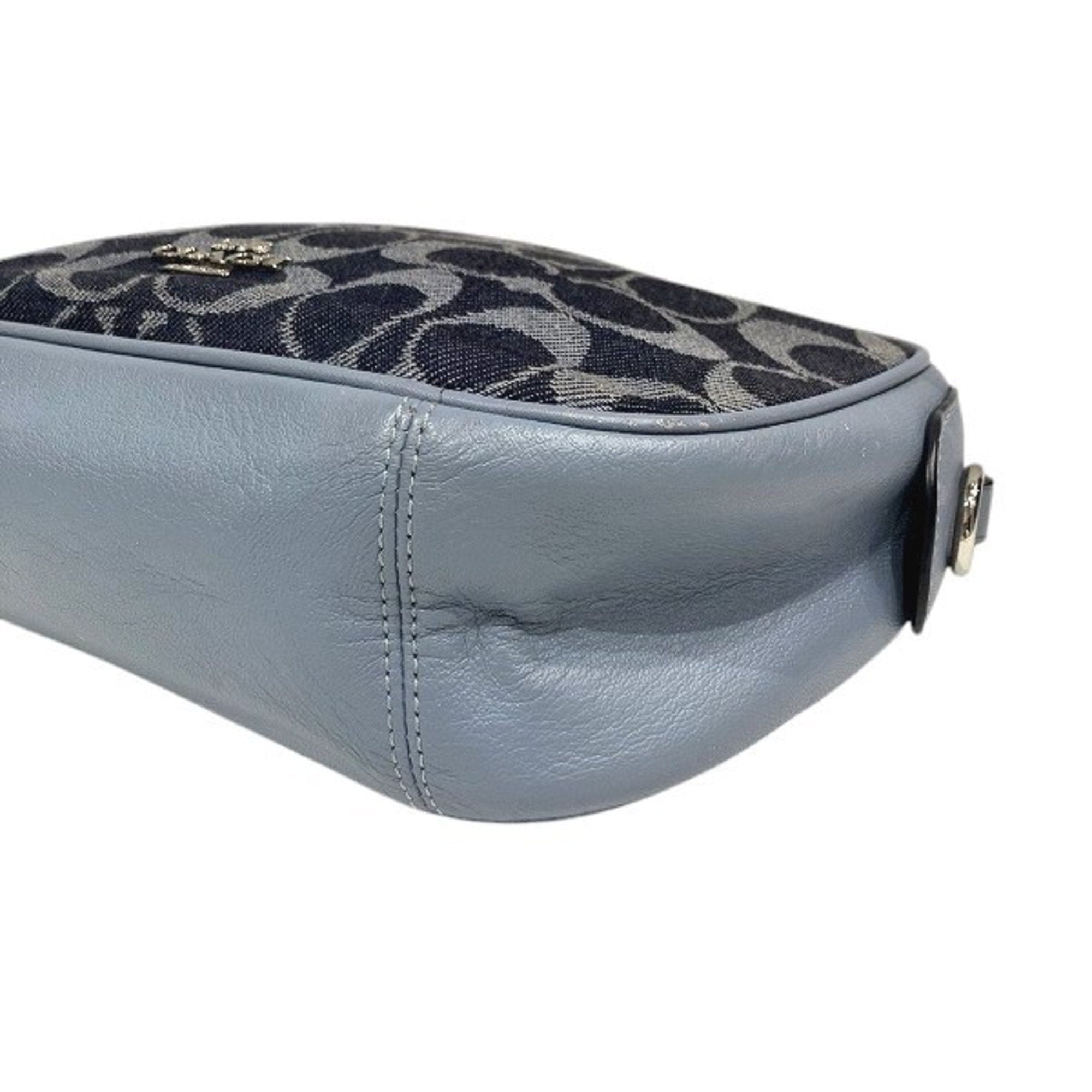Coach Blue Canvas Leather Shoulder Bag (Pre-Owned)