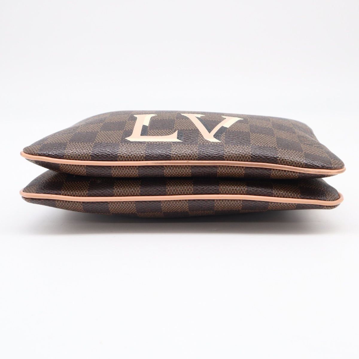 Louis Vuitton Beige Pink Brown Damier Canvas Galle Coated Canvas Leather Pochette Shoulder Bag (Pre-Owned)