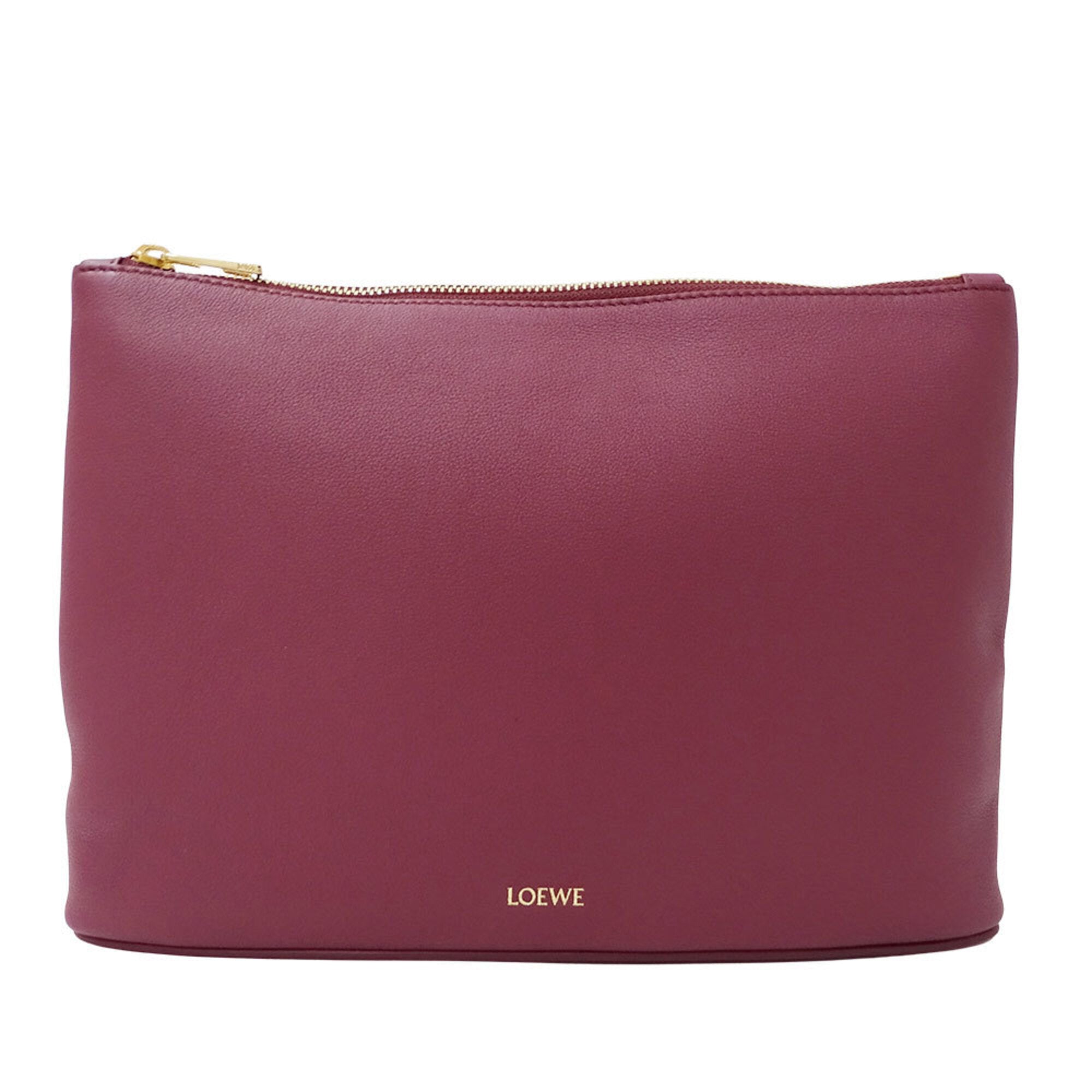 Loewe Bordeaux Leather Clutch Bag Handbag (Pre-Owned)