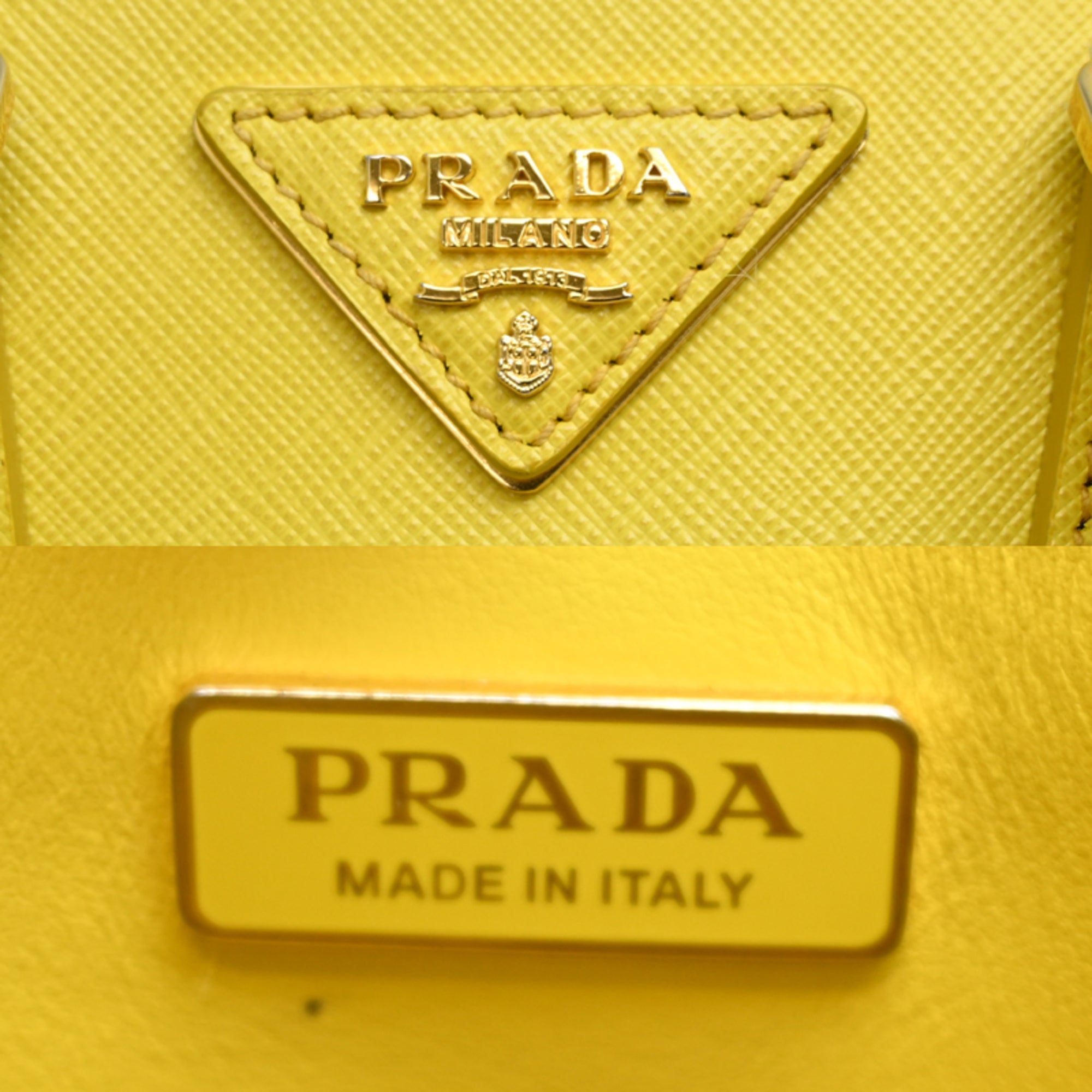 Prada Yellow Leather Handbag Shoulder Bag (Pre-Owned)
