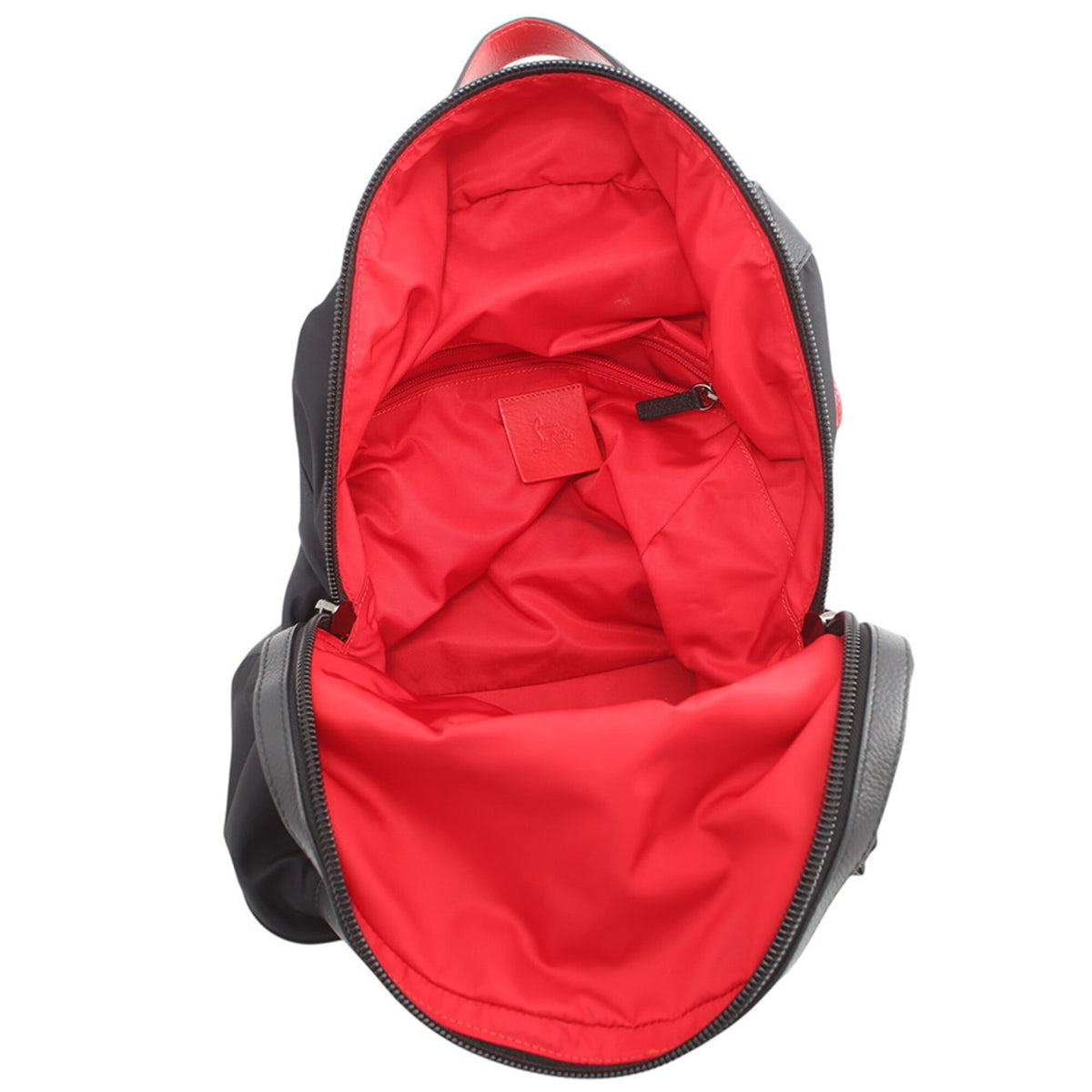 Christian Louboutin Black Red Color Nylon Leather Rubber Backpack (Pre-Owned)