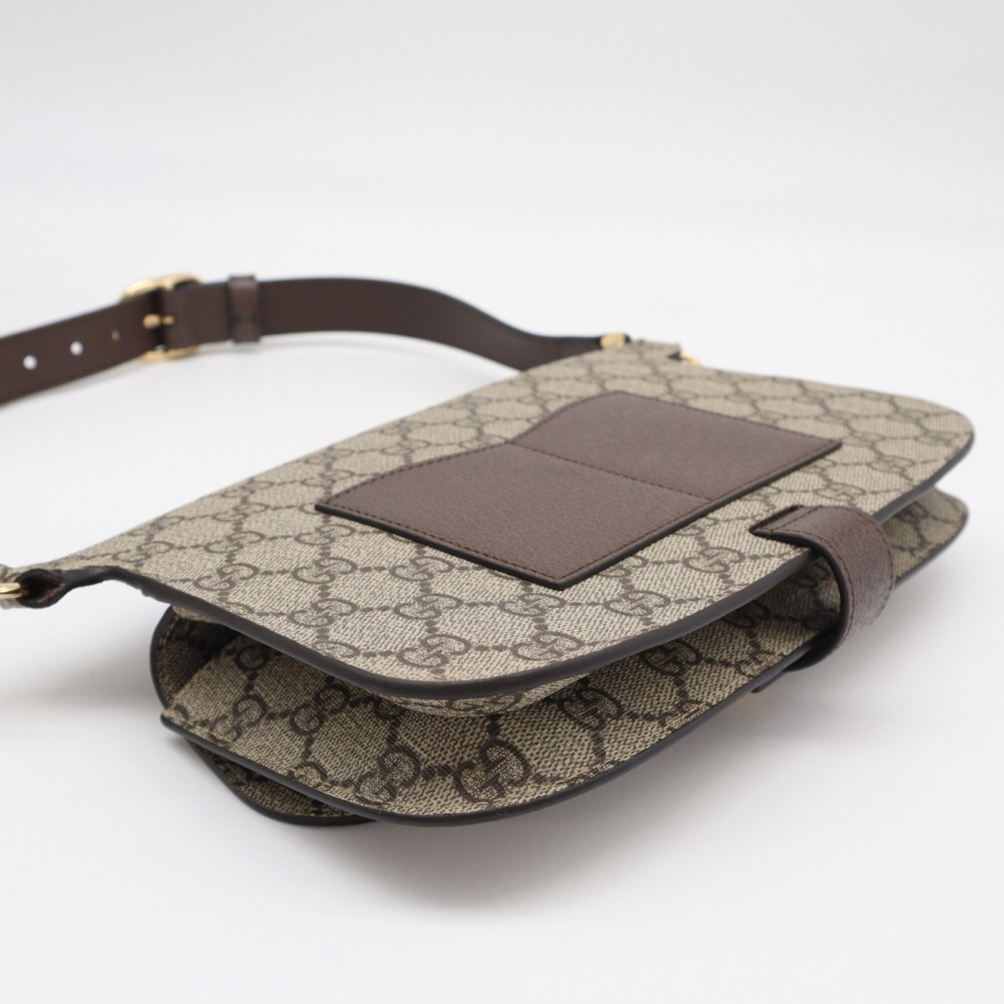 Gucci Beige Brown Gg Supreme Leather Fanny Pack Sling Bag (Pre-Owned)