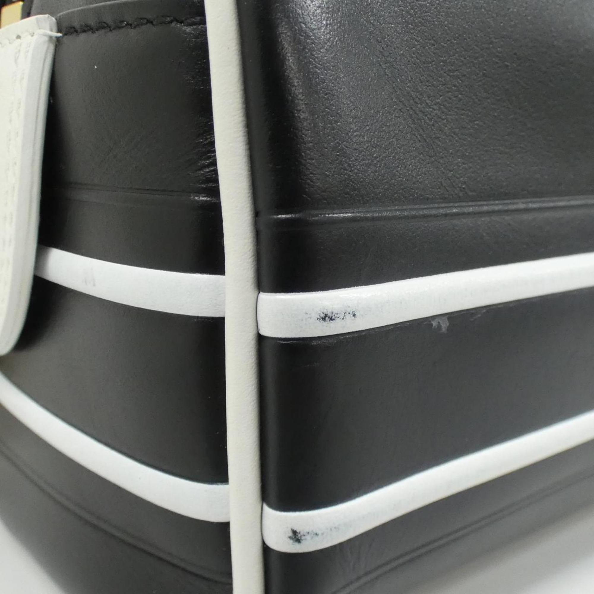 Christian Dior Black White Leather Handbag (Pre-Owned)