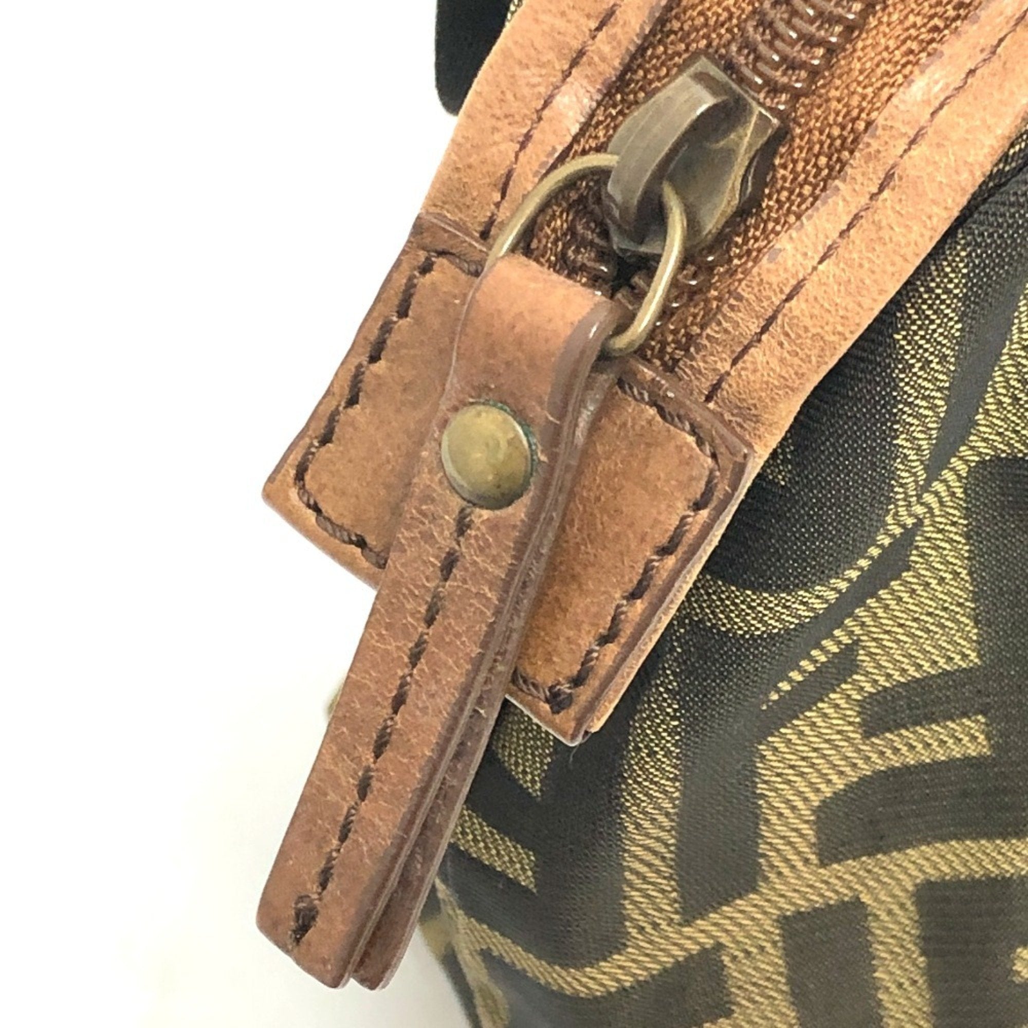 Fendi Zucca Black Brown Canvas Handbag Tote Bag (Pre-Owned)
