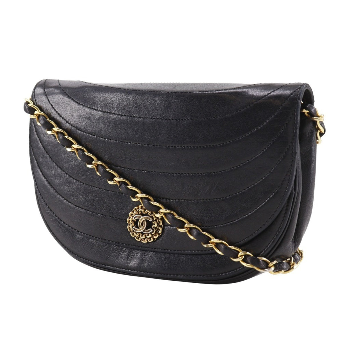 Chanel Black Leather Shoulder Bag (Pre-Owned)