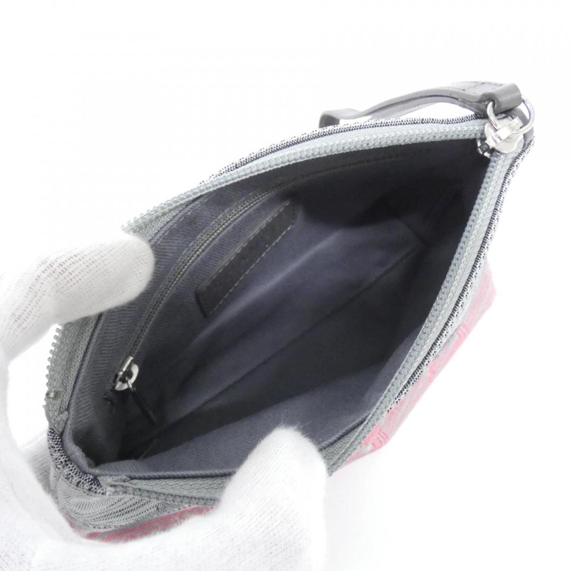 Chanel Gray Pink Nylon Pouch (Pre-Owned)