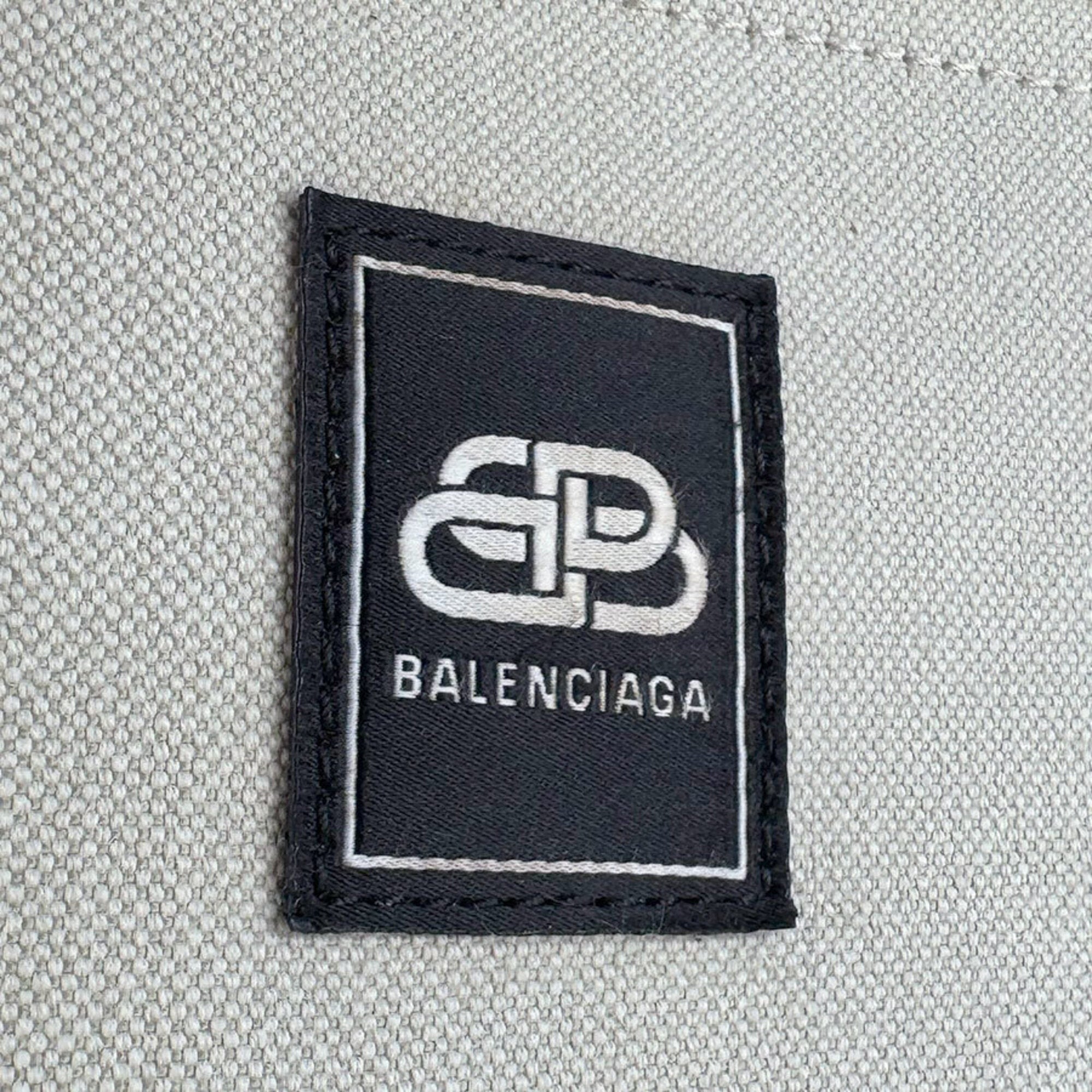Balenciaga Black Ivory Canvas Handbag Shoulder Bag (Pre-Owned)