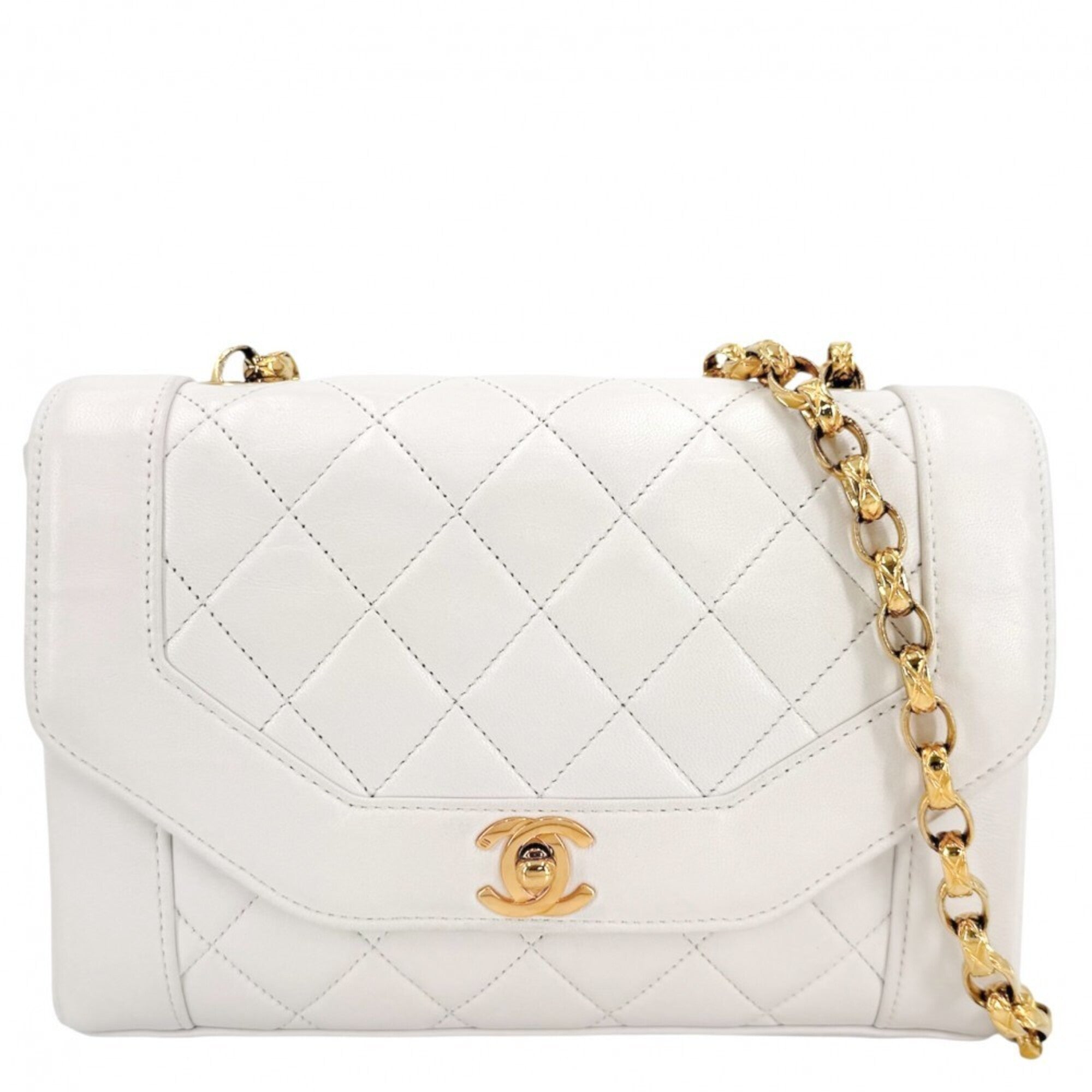Chanel White Leather Shoulder Bag (Pre-Owned)