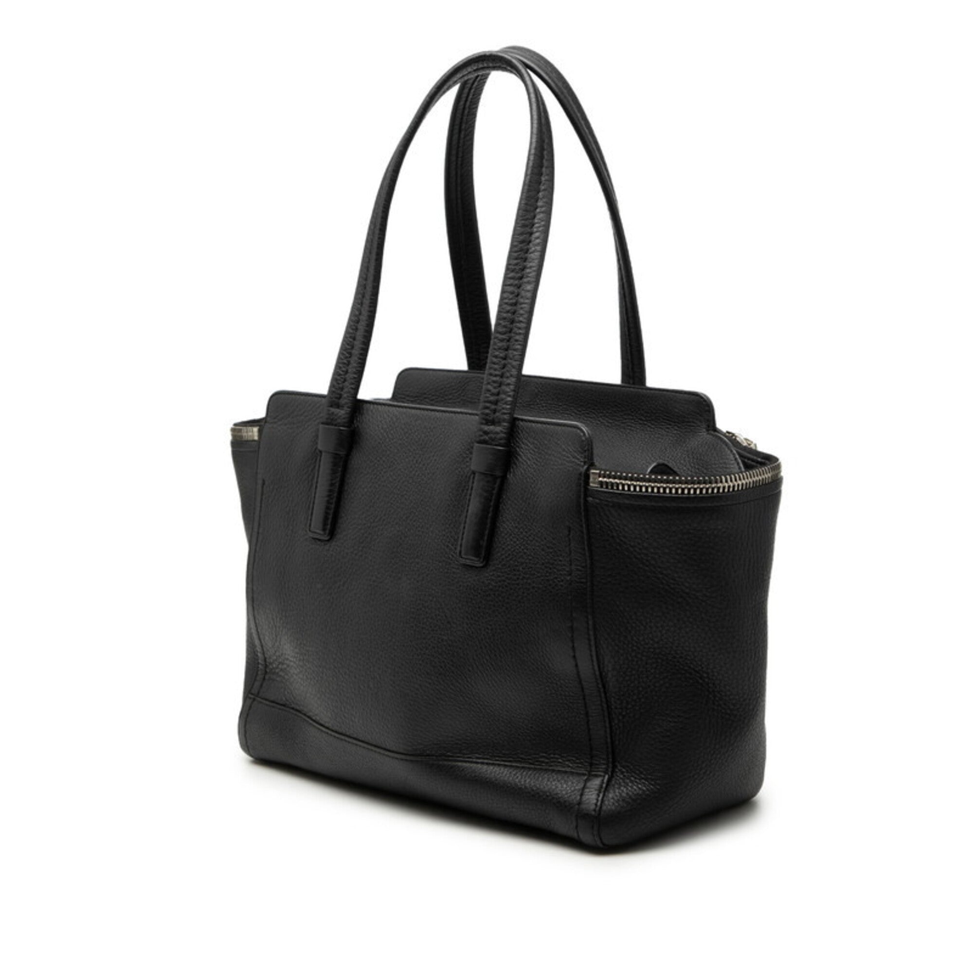 Salvatore Ferragamo Black Leather Handbag Shoulder Bag Tote Bag (Pre-Owned)