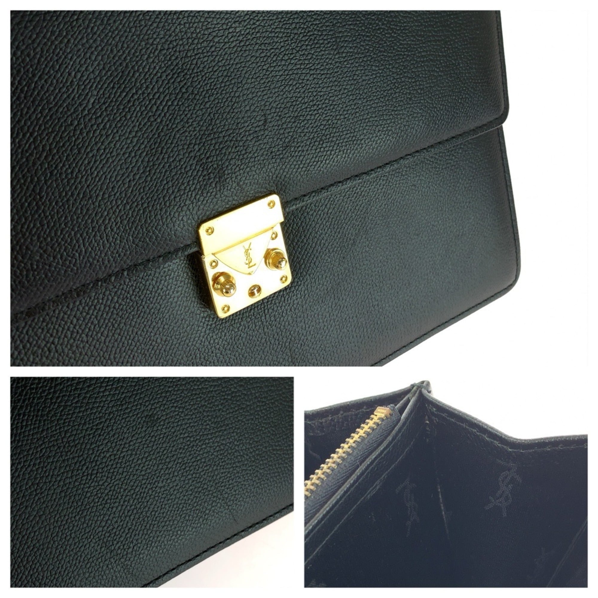 Yves Saint Laurent Black Leather Clutch Bag (Pre-Owned)