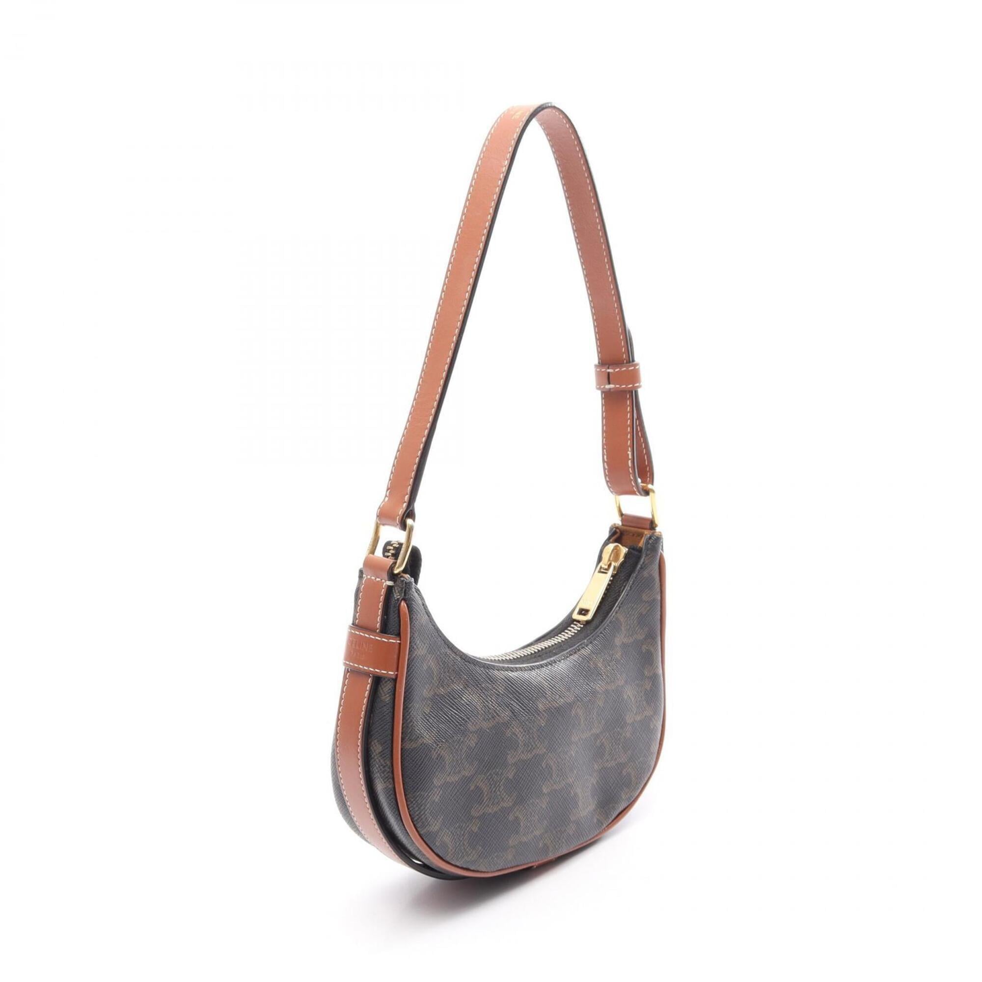 Celine Black Brown Coated Canvas Leather Handbag (Pre-Owned)