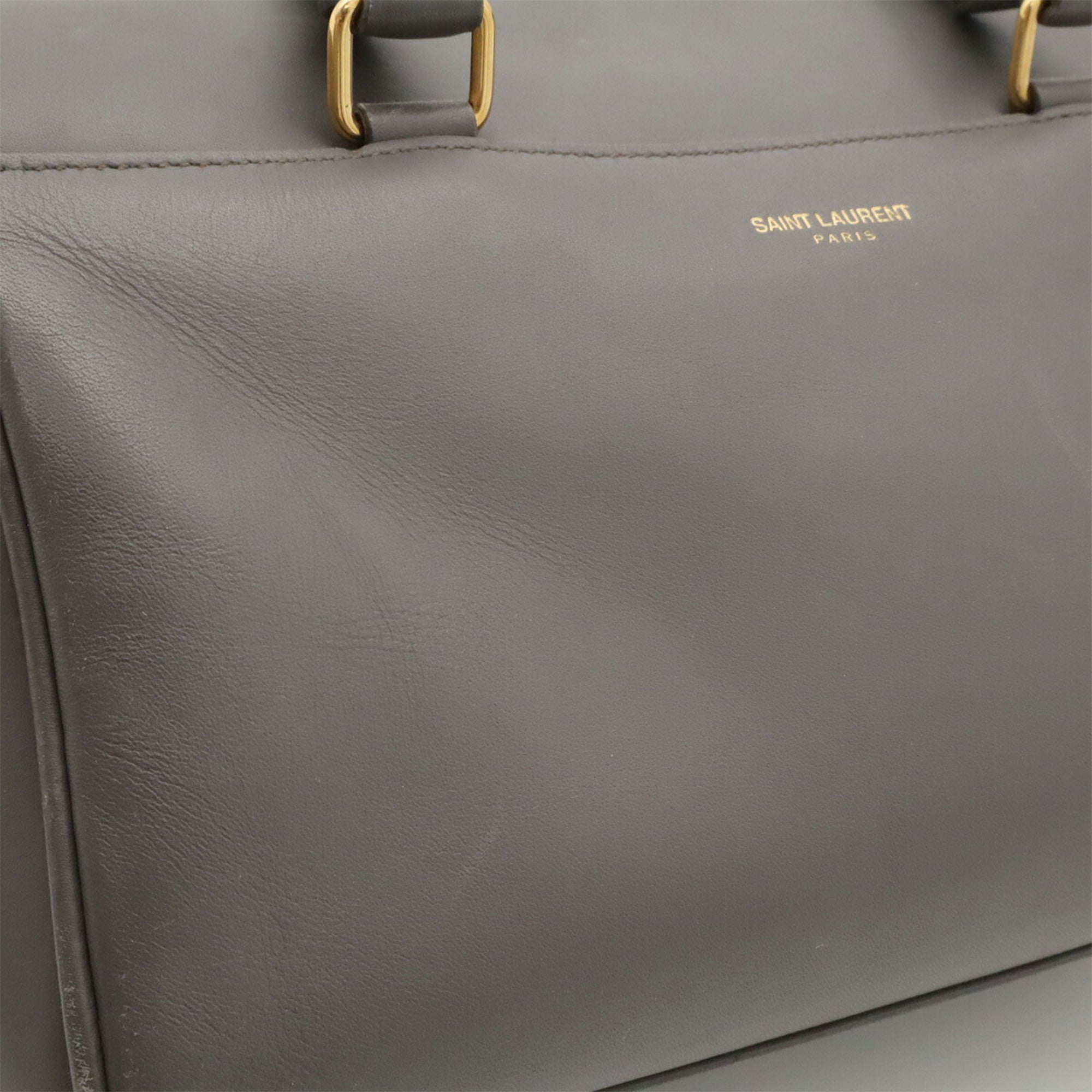 Yves Saint Laurent Gray Leather Handbag Shoulder Bag (Pre-Owned)