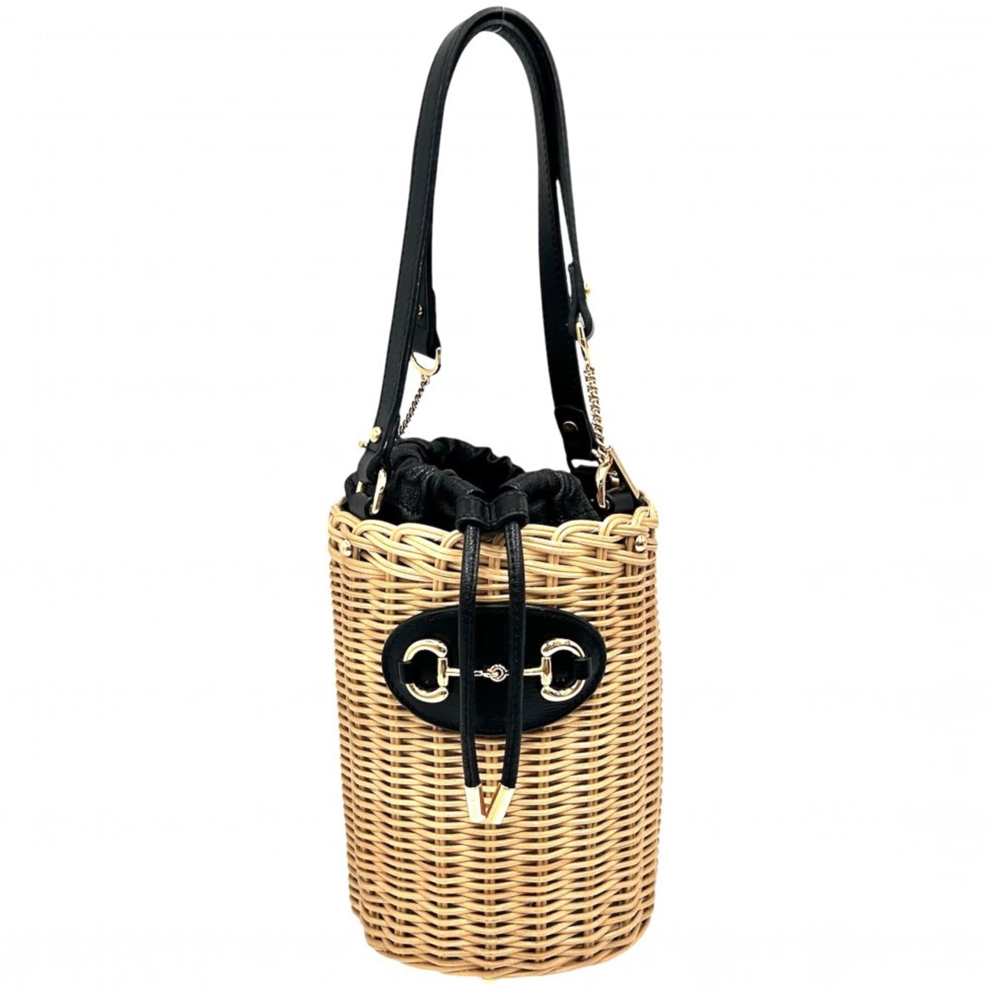 Gucci Beige Black Leather Wisteria Vine Handbag (Pre-Owned)