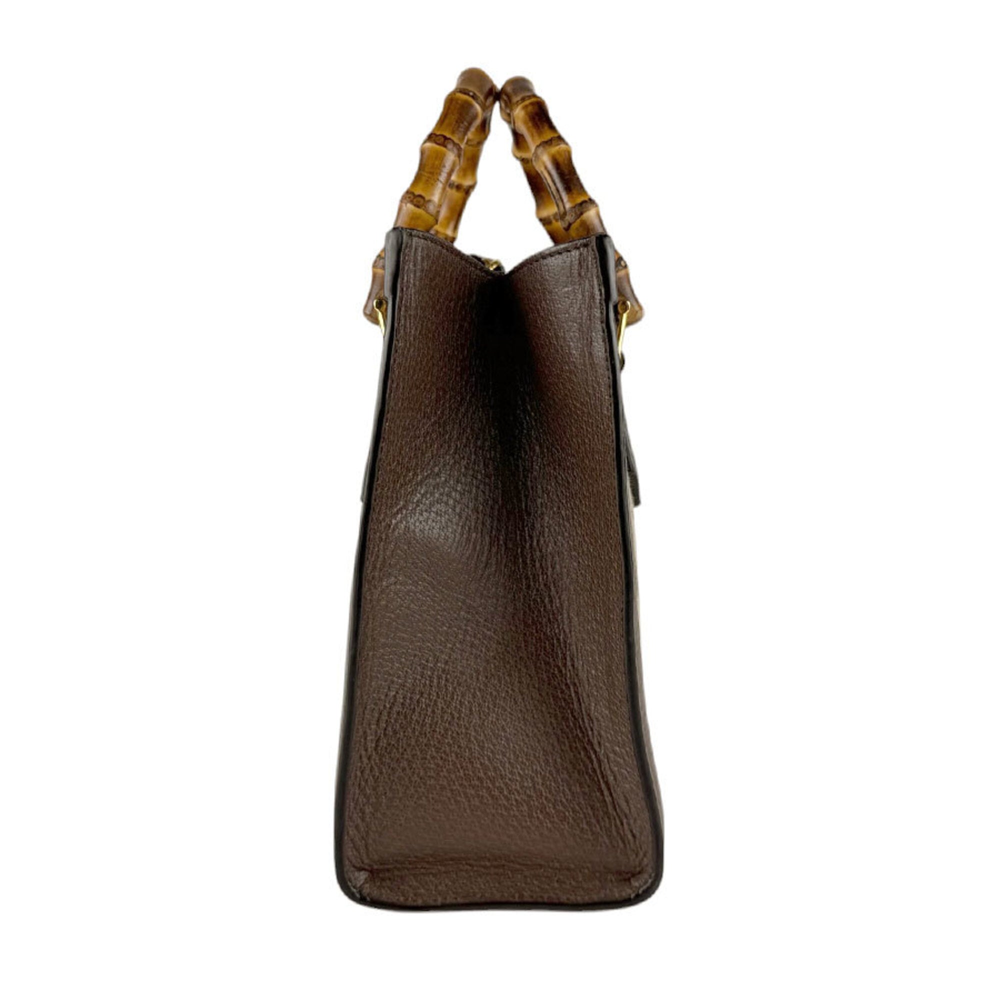 Gucci Beige Brown Canvas Leather Handbag Shoulder Bag (Pre-Owned)