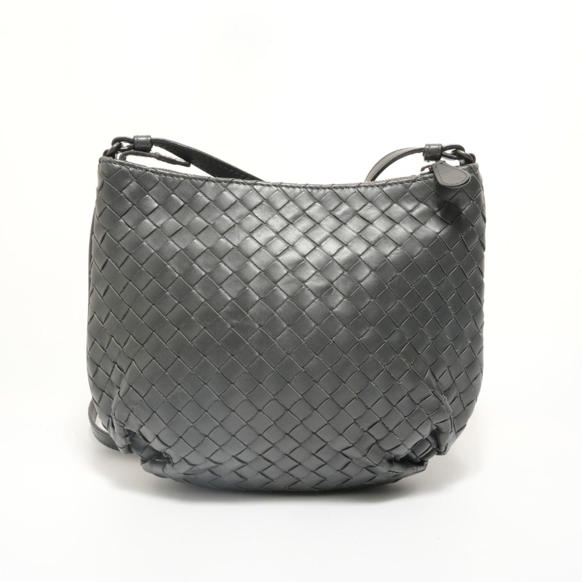 Bottega Veneta Intrecciato Gray Intrecciato Shoulder Bag (Pre-Owned)