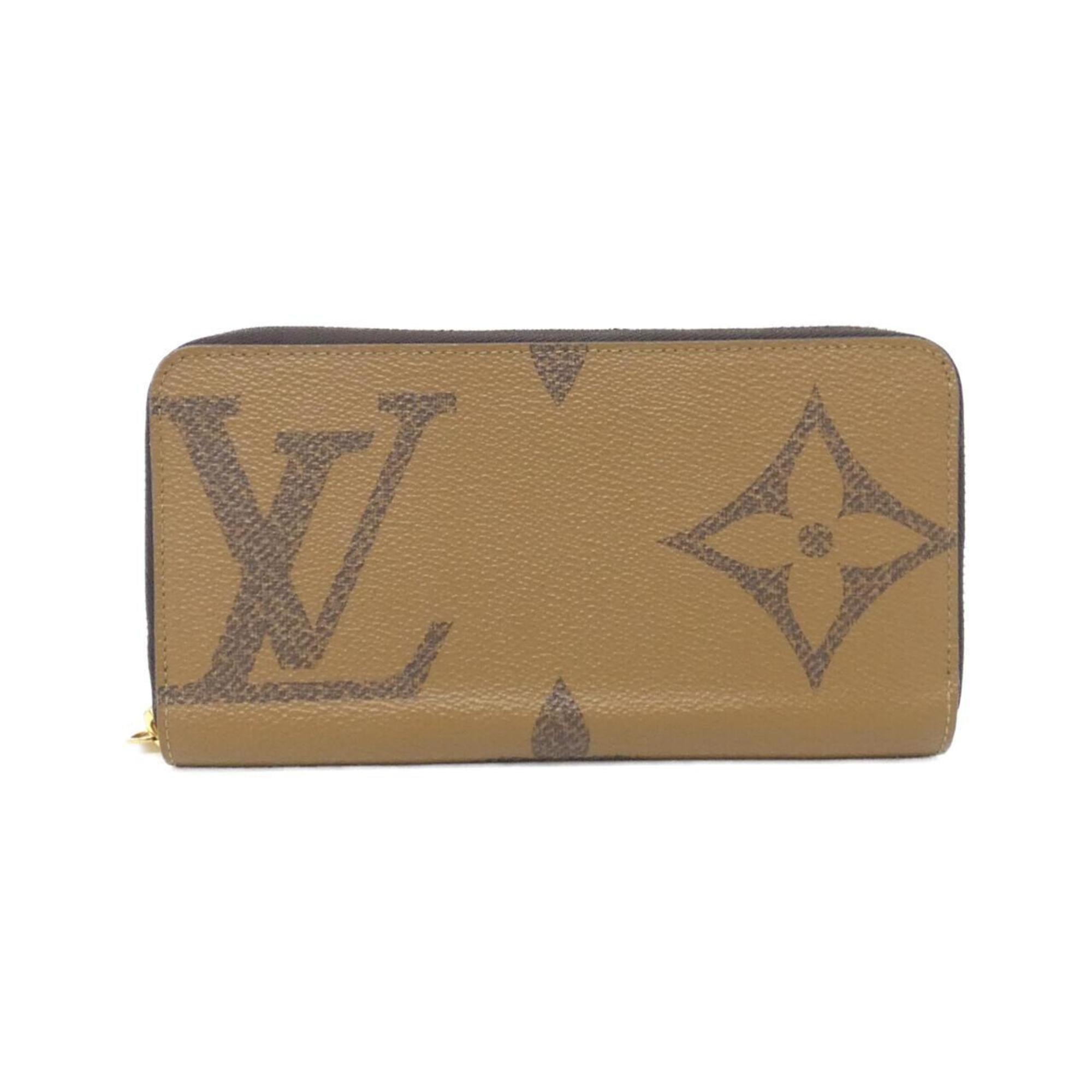 Louis Vuitton Beige Brown Brown Coated Canvas Long Wallet (Bi-Fold) (Pre-Owned)
