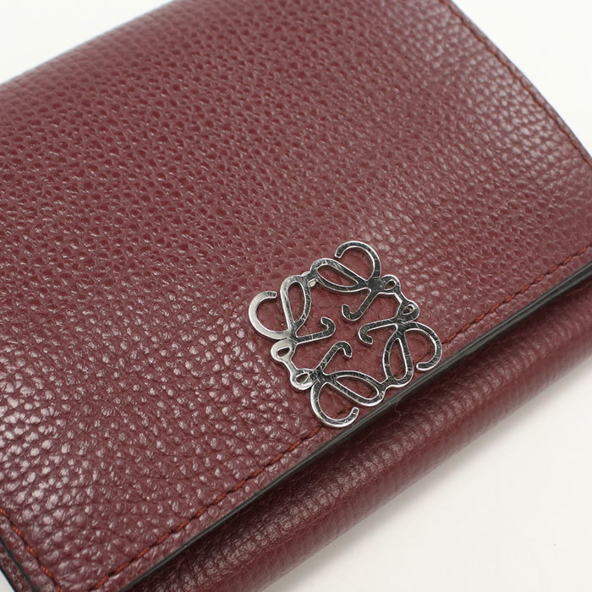 Loewe Wine Leather Wallet (Tri-Fold) (Pre-Owned)