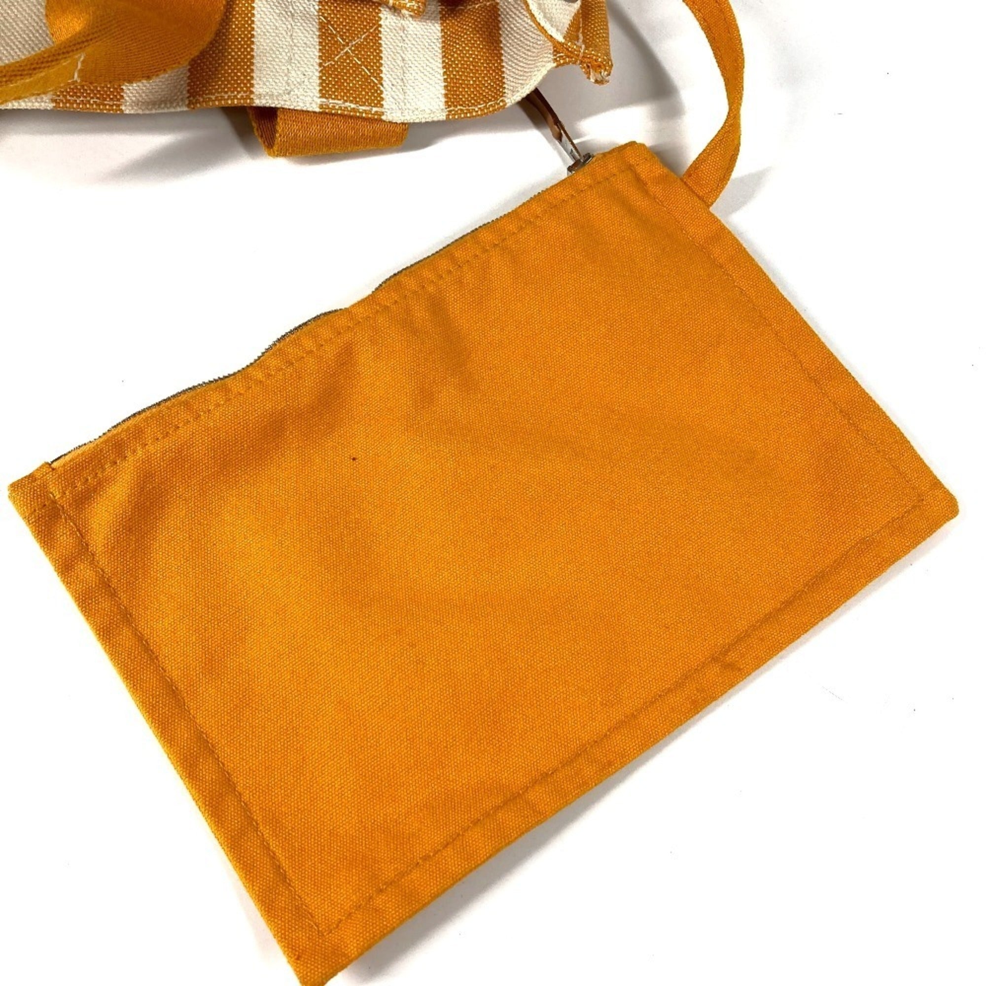 Hermes White Yellow Cotton Handbag Pouch Tote Bag (Pre-Owned)
