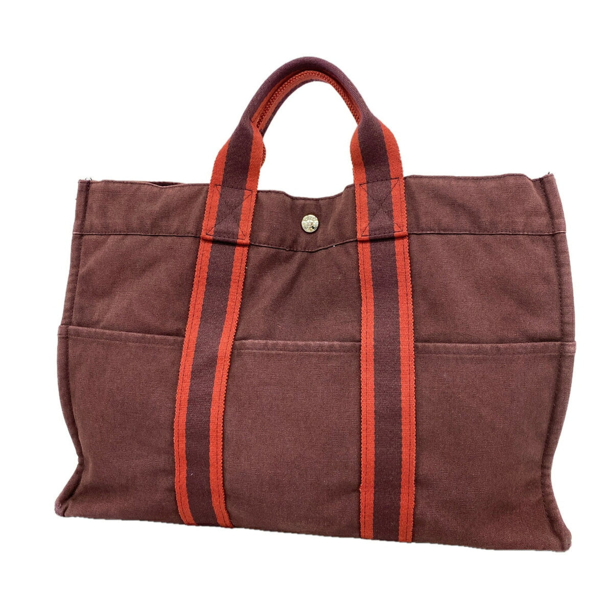 Hermes Bordeaux Canvas Tote Bag (Pre-Owned)