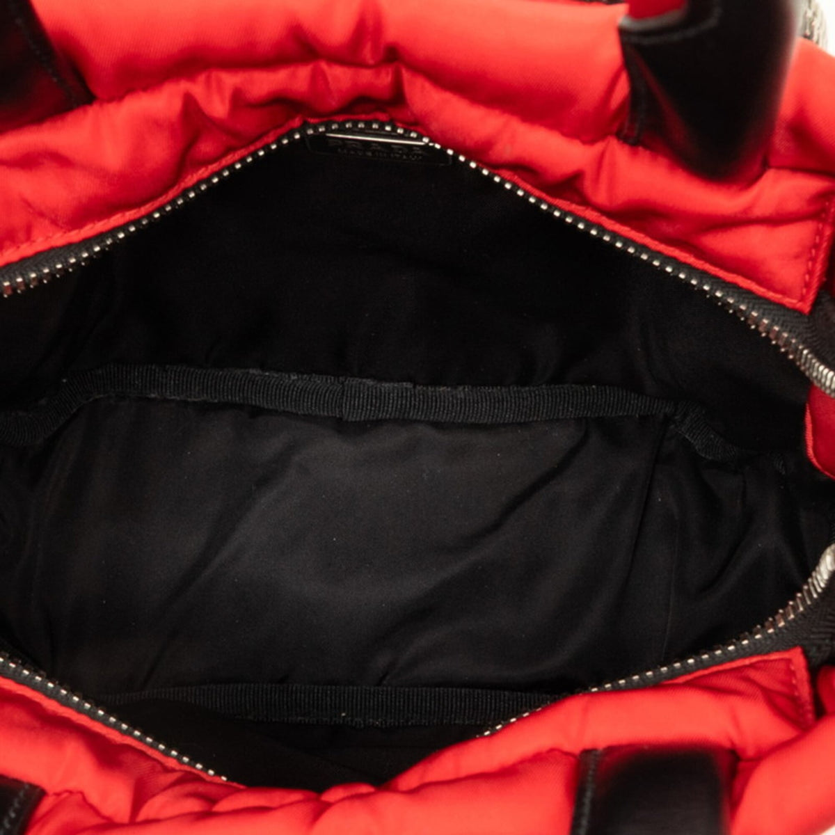 Prada Black Red Color Nylon Handbag Shoulder Bag (Pre-Owned)