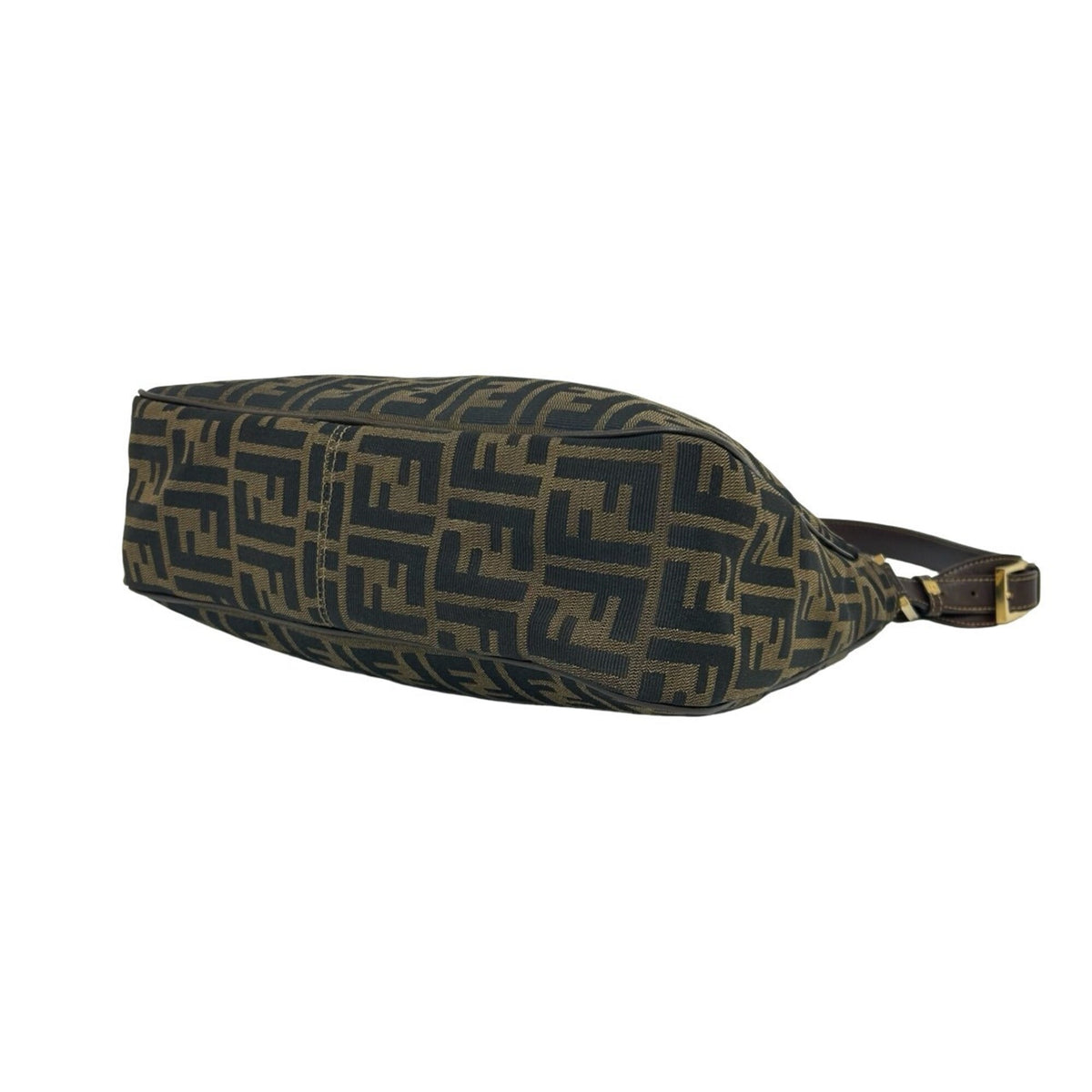 Fendi Black Brown Canvas Leather Shoulder Bag Tote Bag (Pre-Owned)