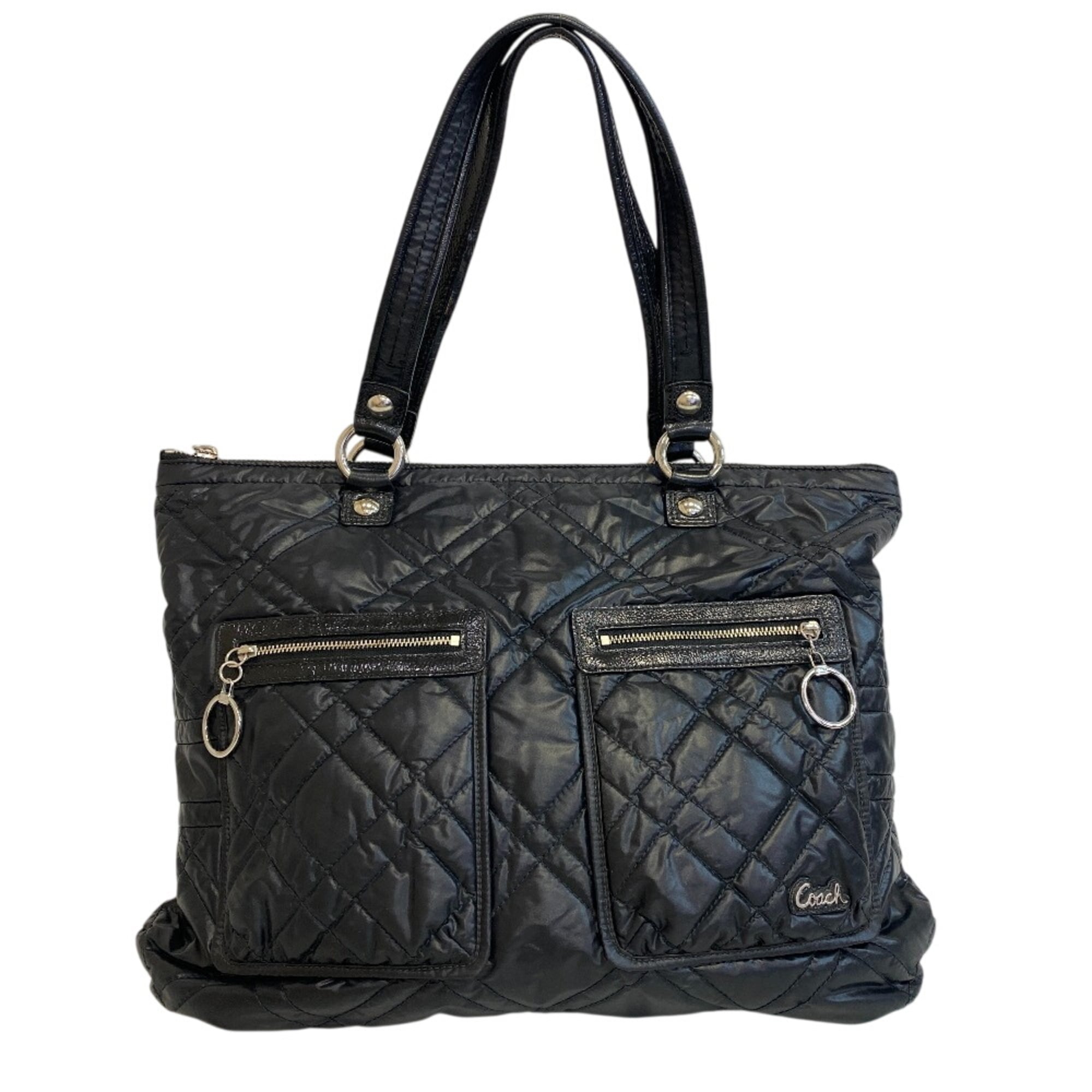 Coach Black Nylon Leather Tote Bag (Pre-Owned)